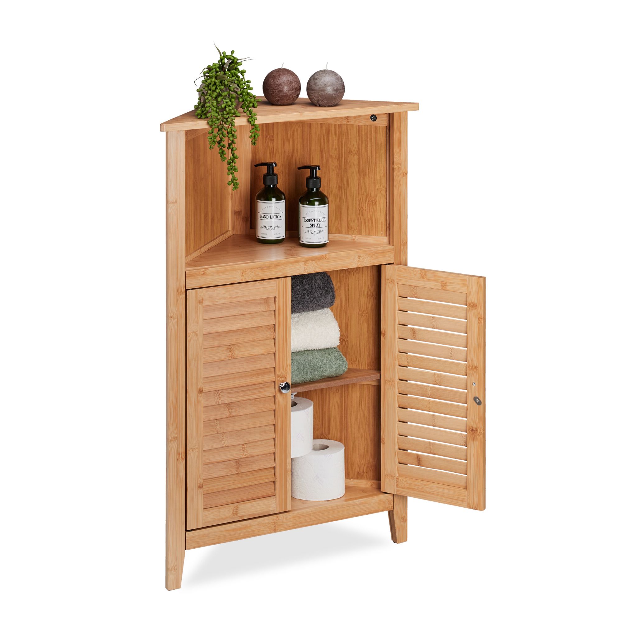 Eckschrank Bambus Hellbraun-Silber