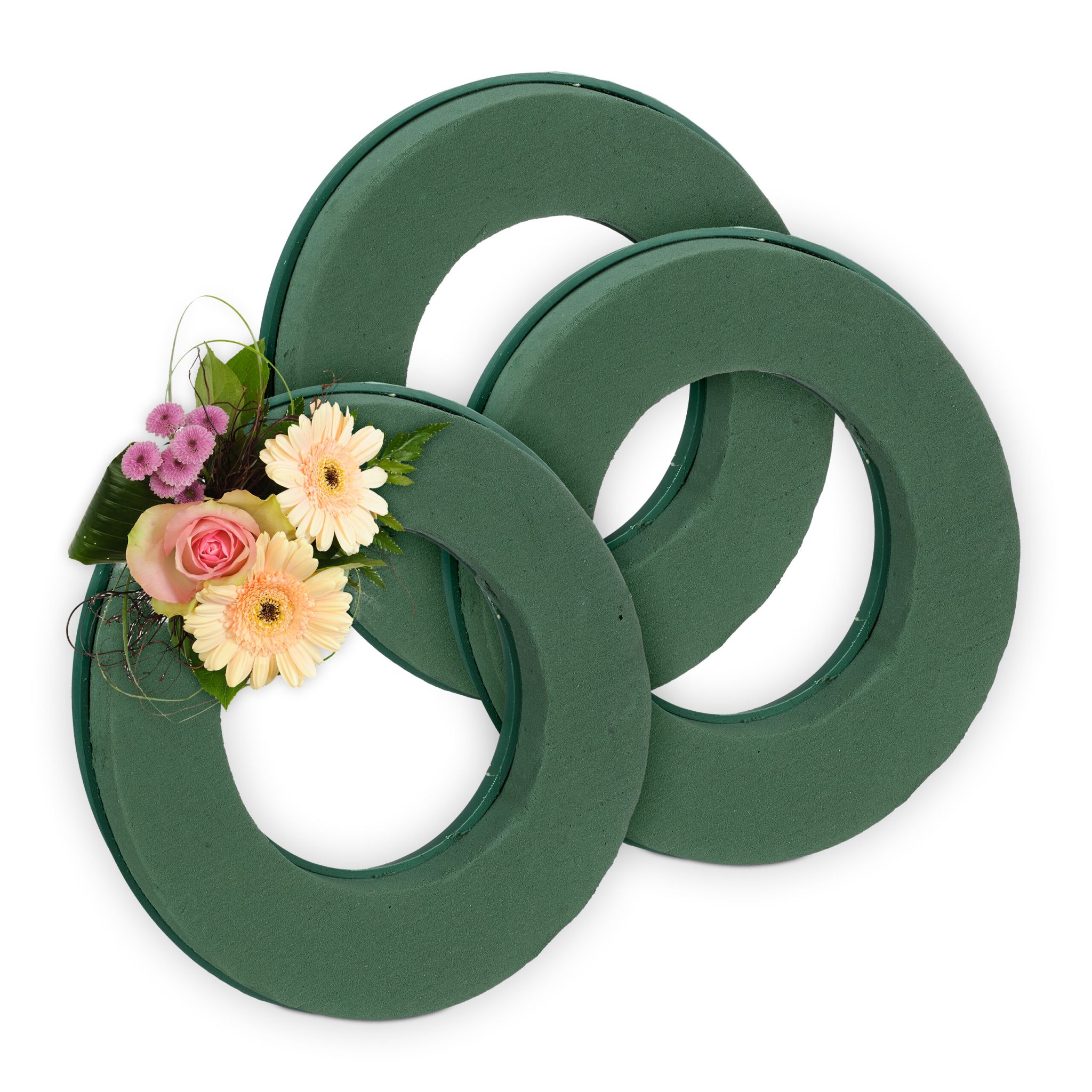 Steckschaum Ring 3er-Set Dunkelgrün