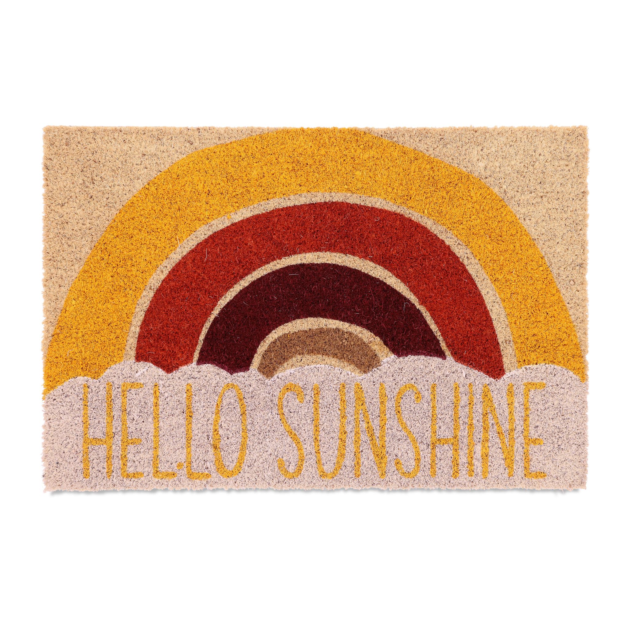 Kokos Fussmatte Hello Sunshine Weiss-Gelb-Hellbraun