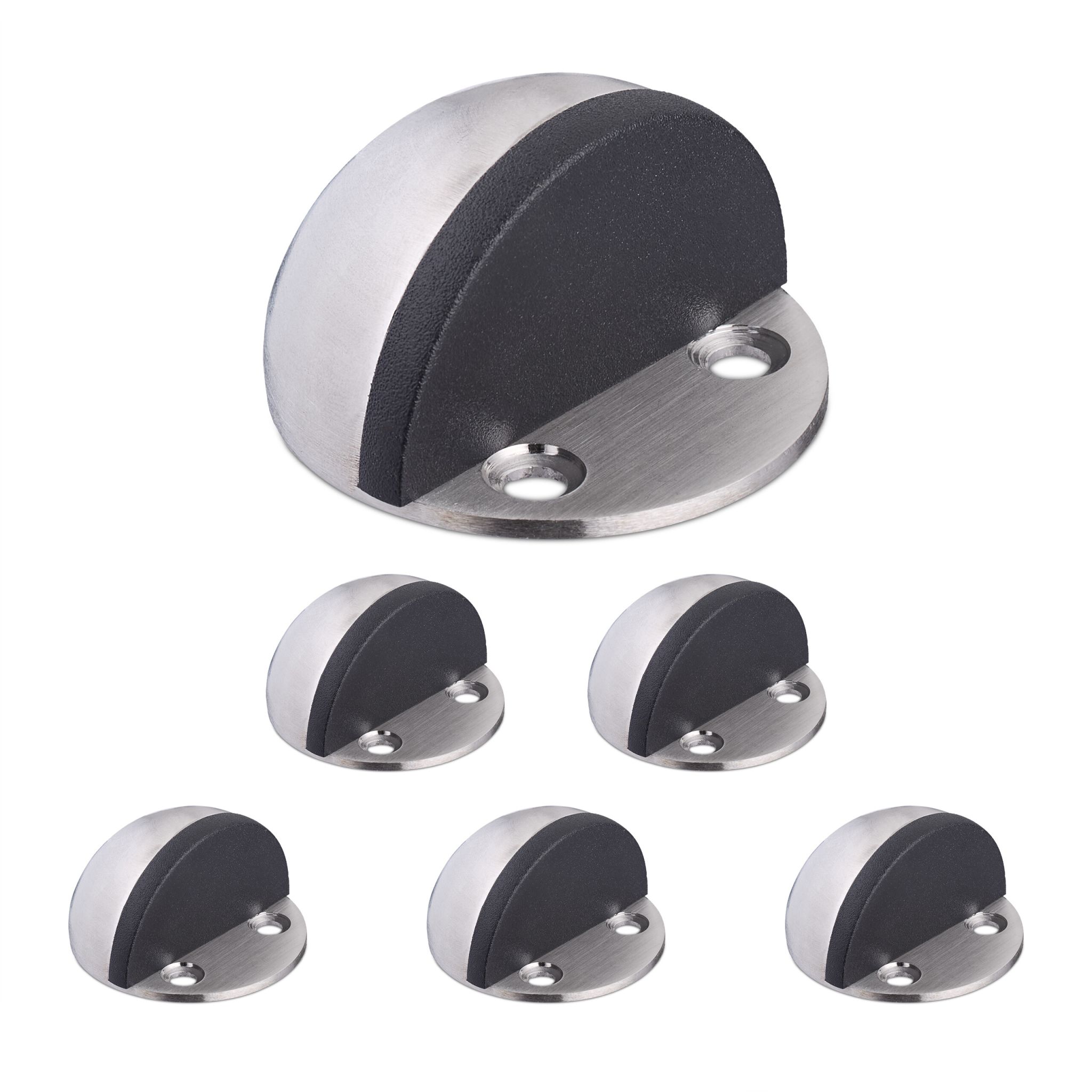 Türstopper für den Boden 6er-Set Schwarz-Silber
