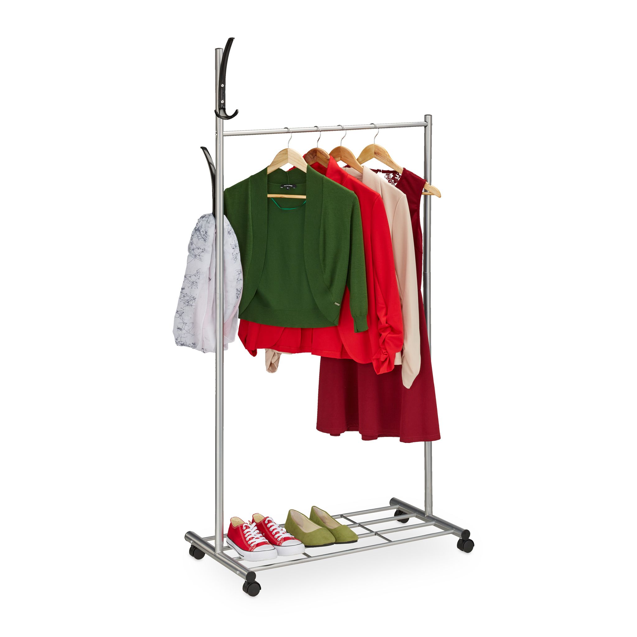Garderobe mit Rollen Schwarz-Silber