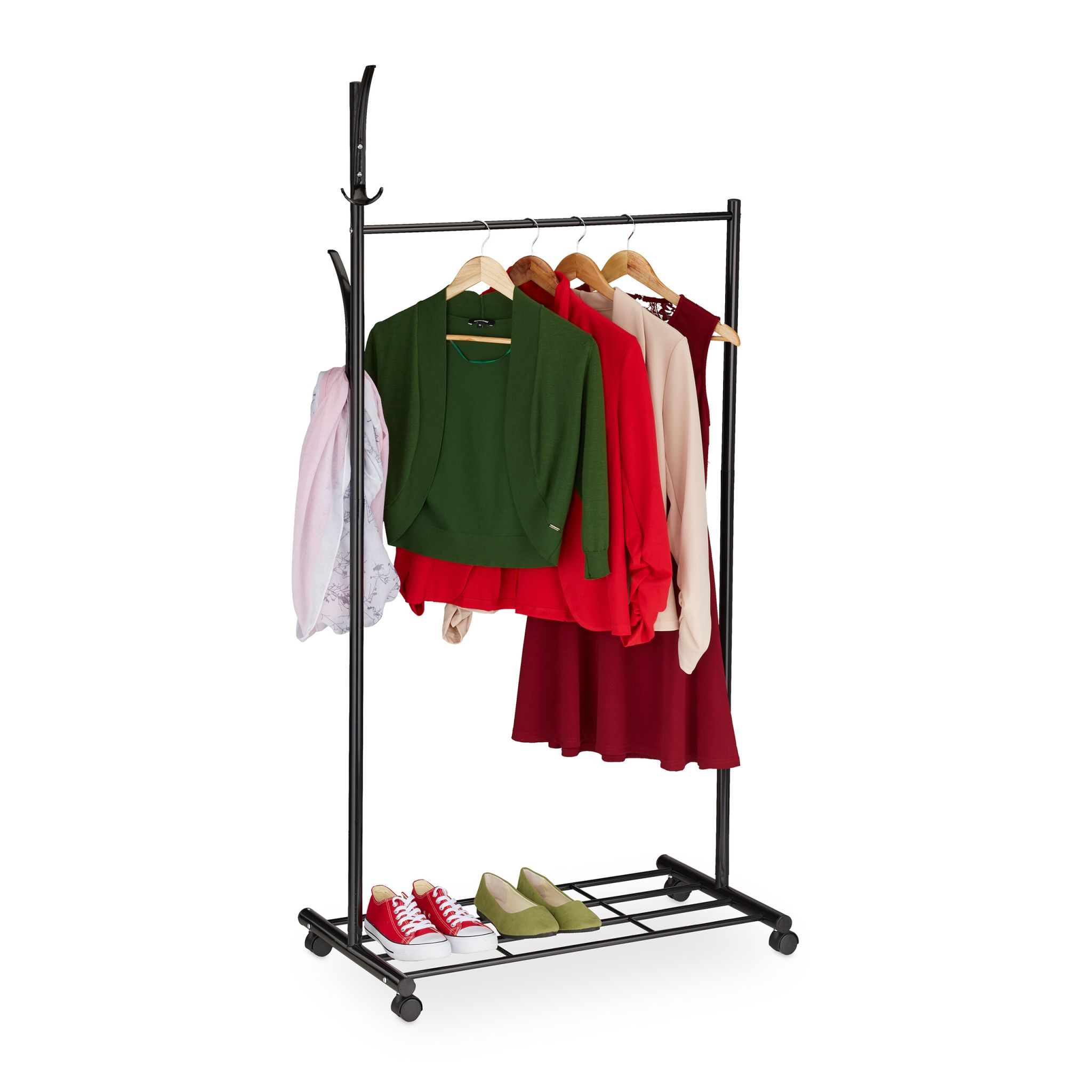 Garderobe mit Rollen Schwarz