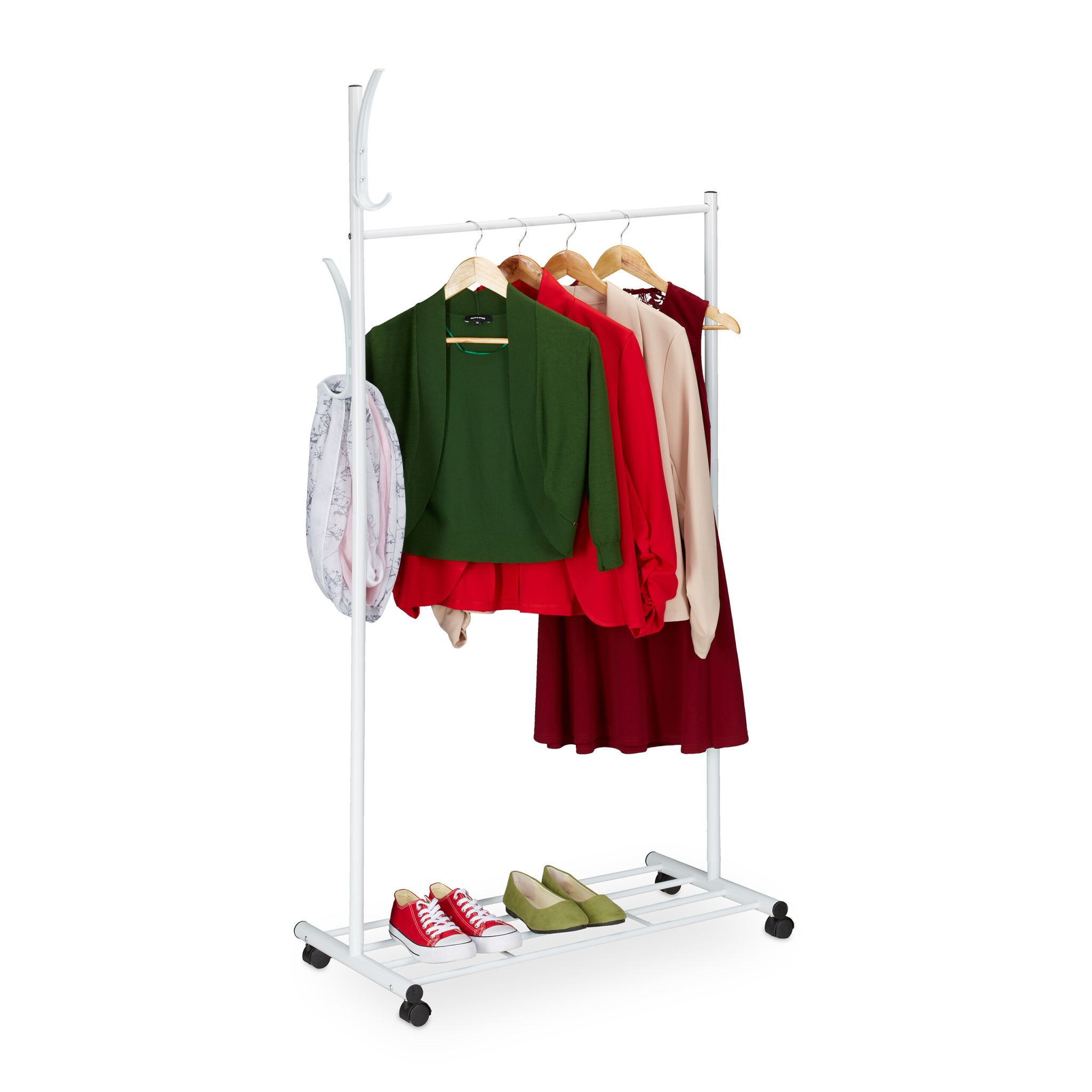 Garderobe mit Rollen Weiss-Schwarz