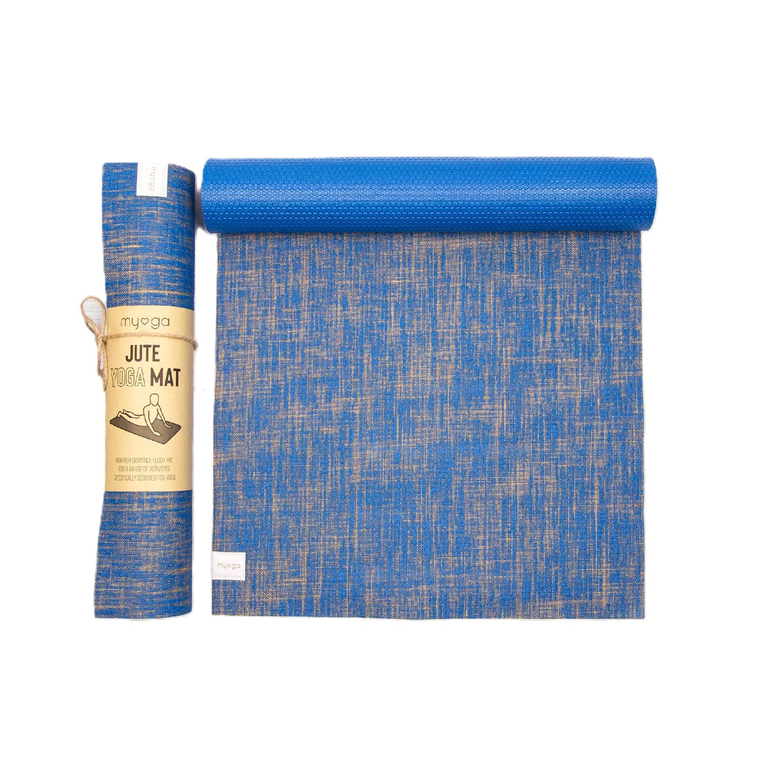 Yogamatte Jute Rutschfest Blau