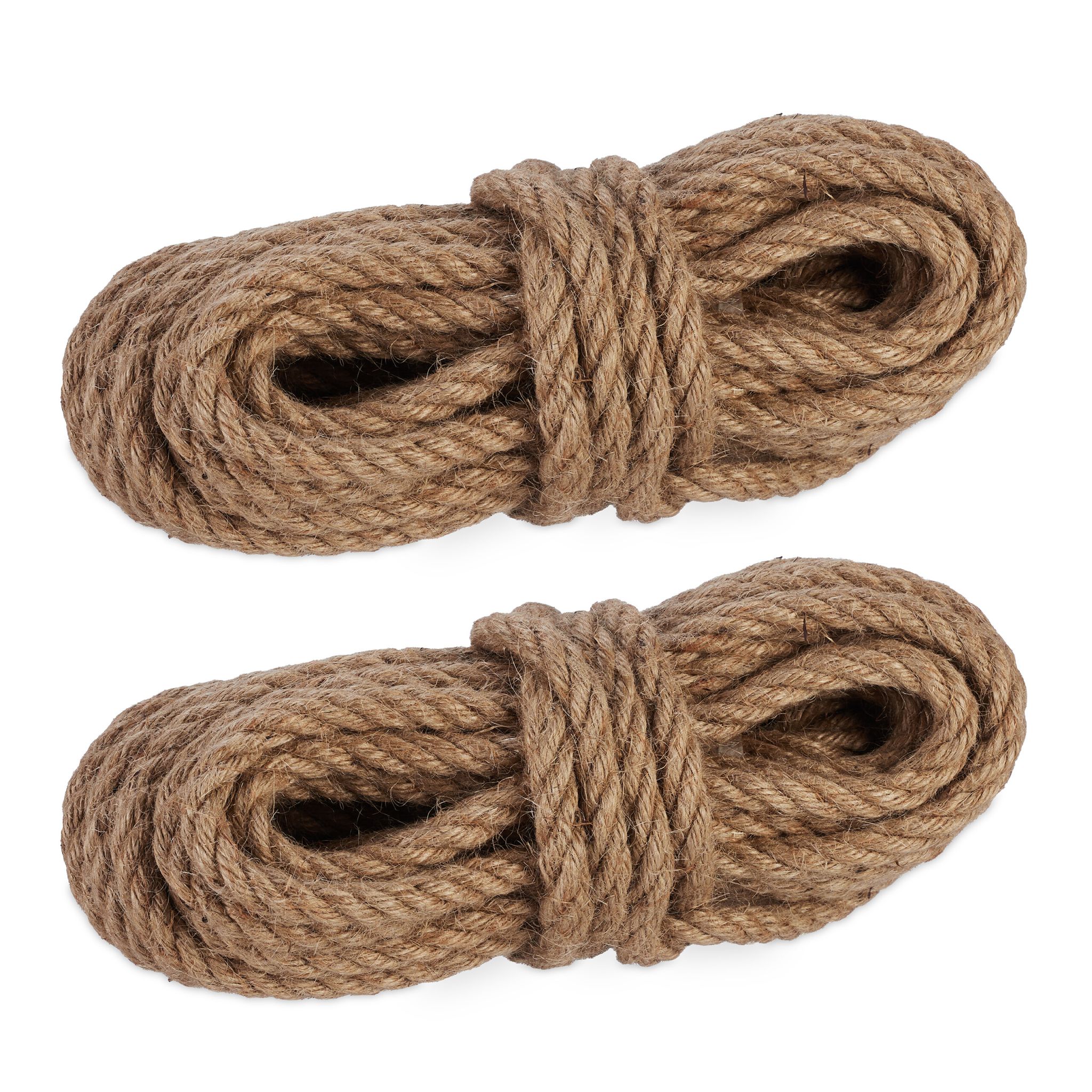 Juteseil 12 mm x 10 m 2er-Set Hellbraun