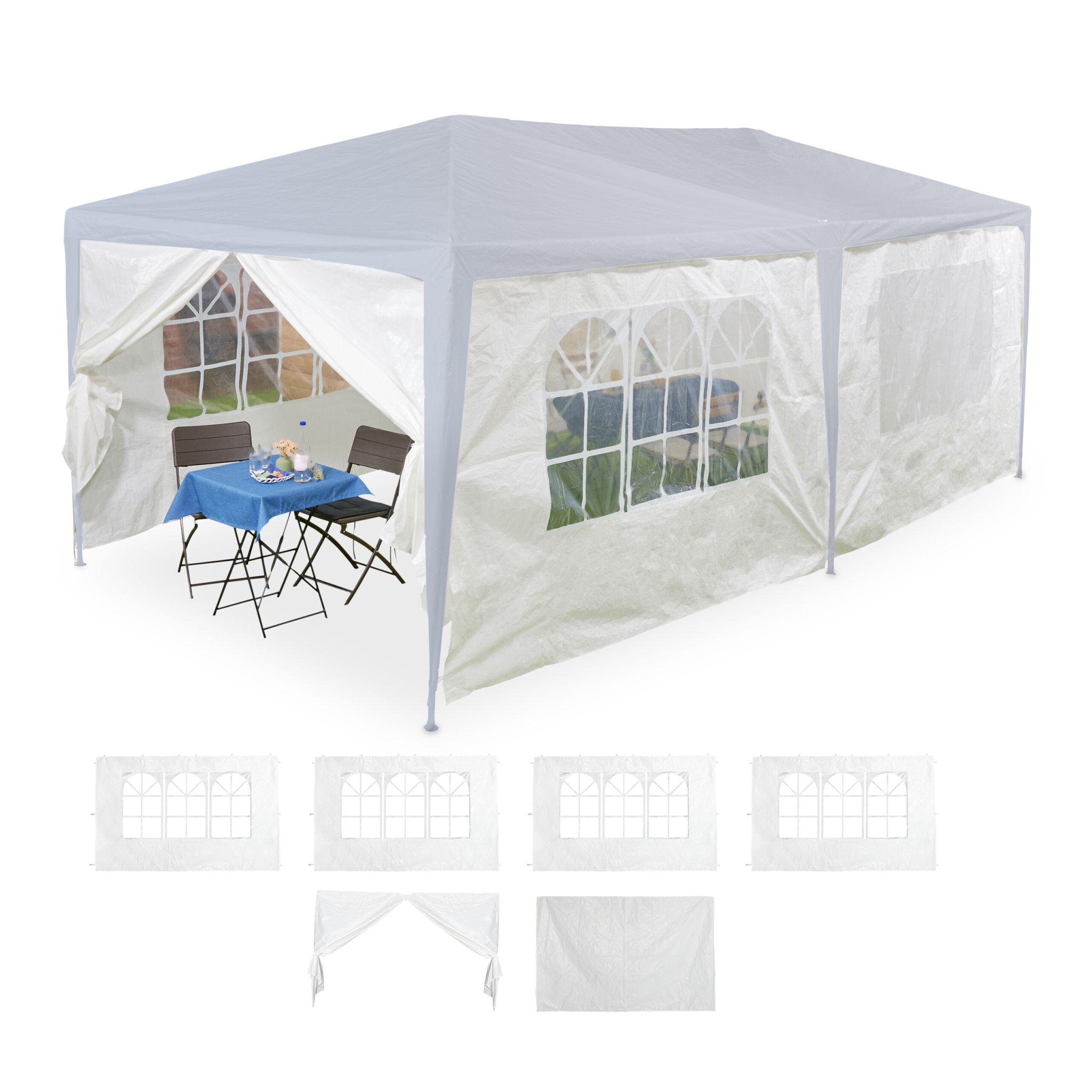 Pavillon Seitenteile 6er-Set Weiss-Transparent
