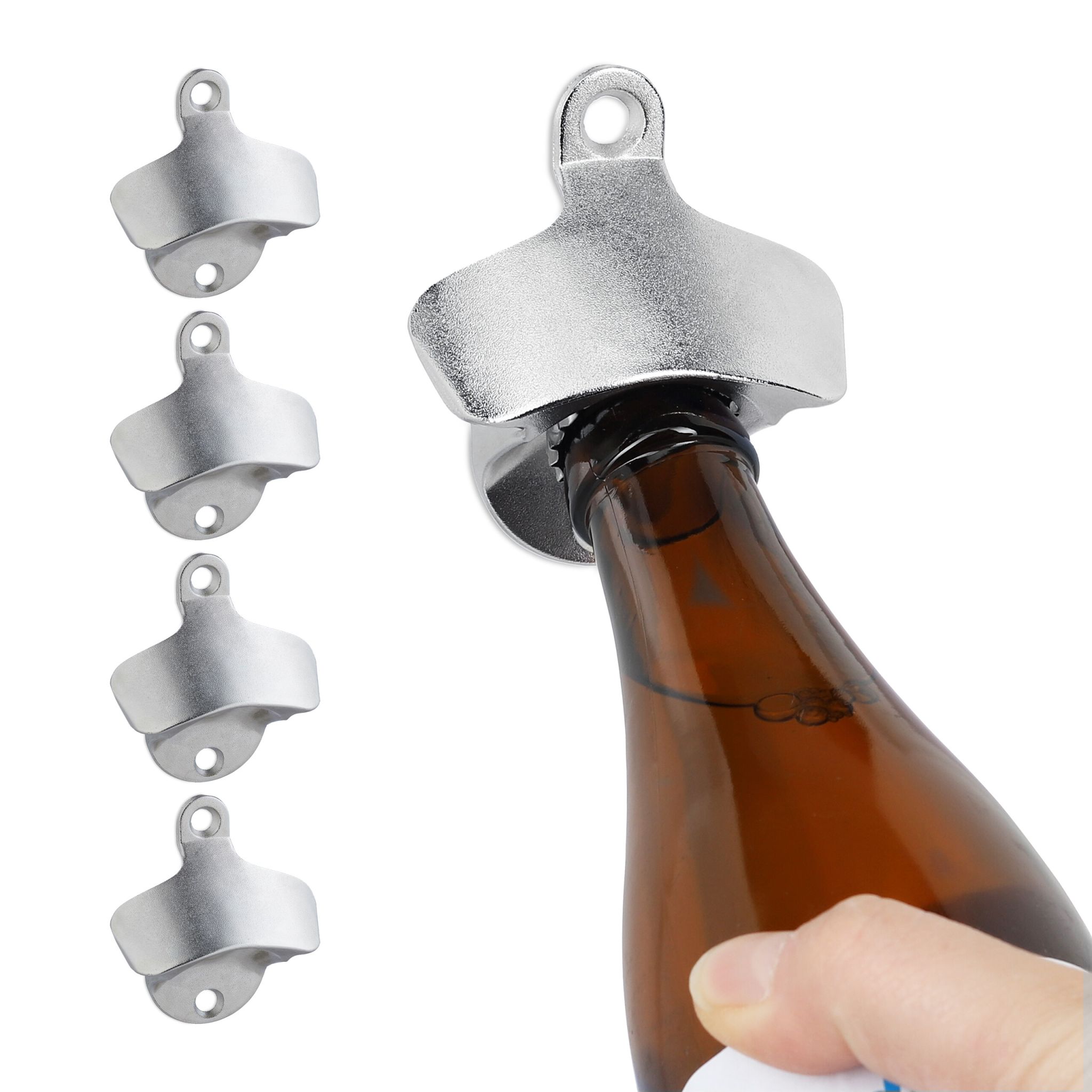 Wandflaschenöffner 5er-Set Silber