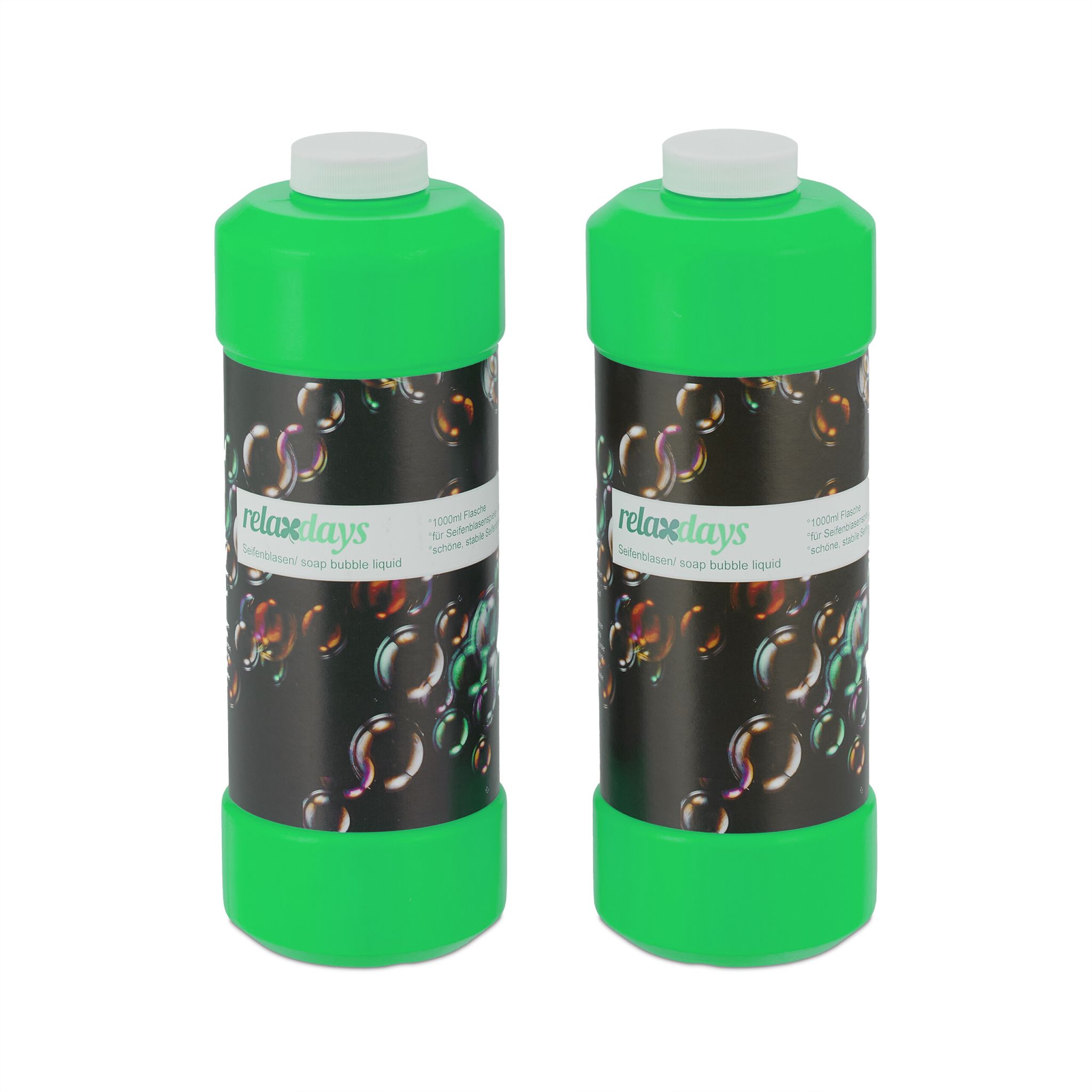 Seifenblasen Nachfüllflasche 1l 2er-Set Grün-Schwarz
