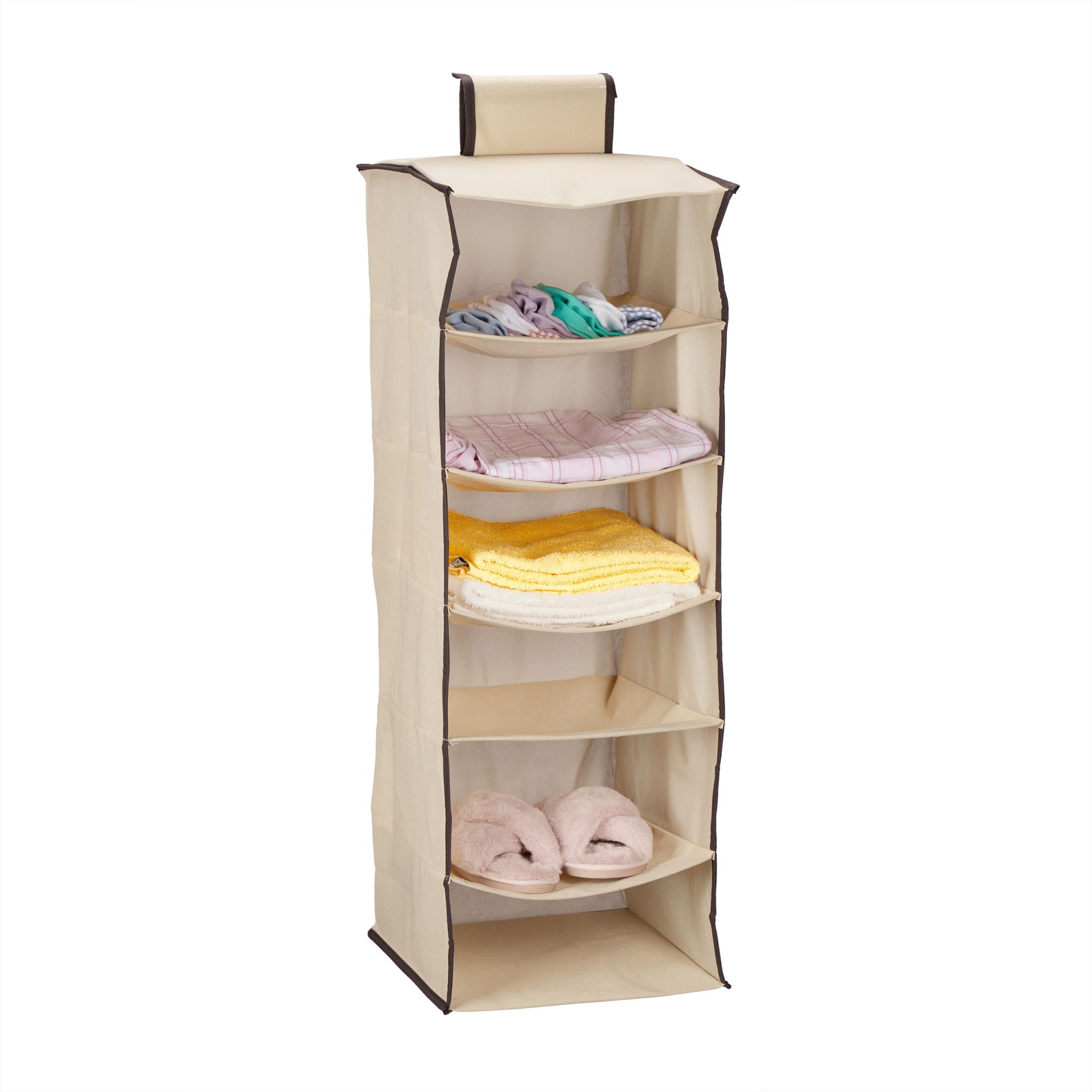 Hängeregal Kleiderschrank 6 Fächer Beige-Dunkelbraun