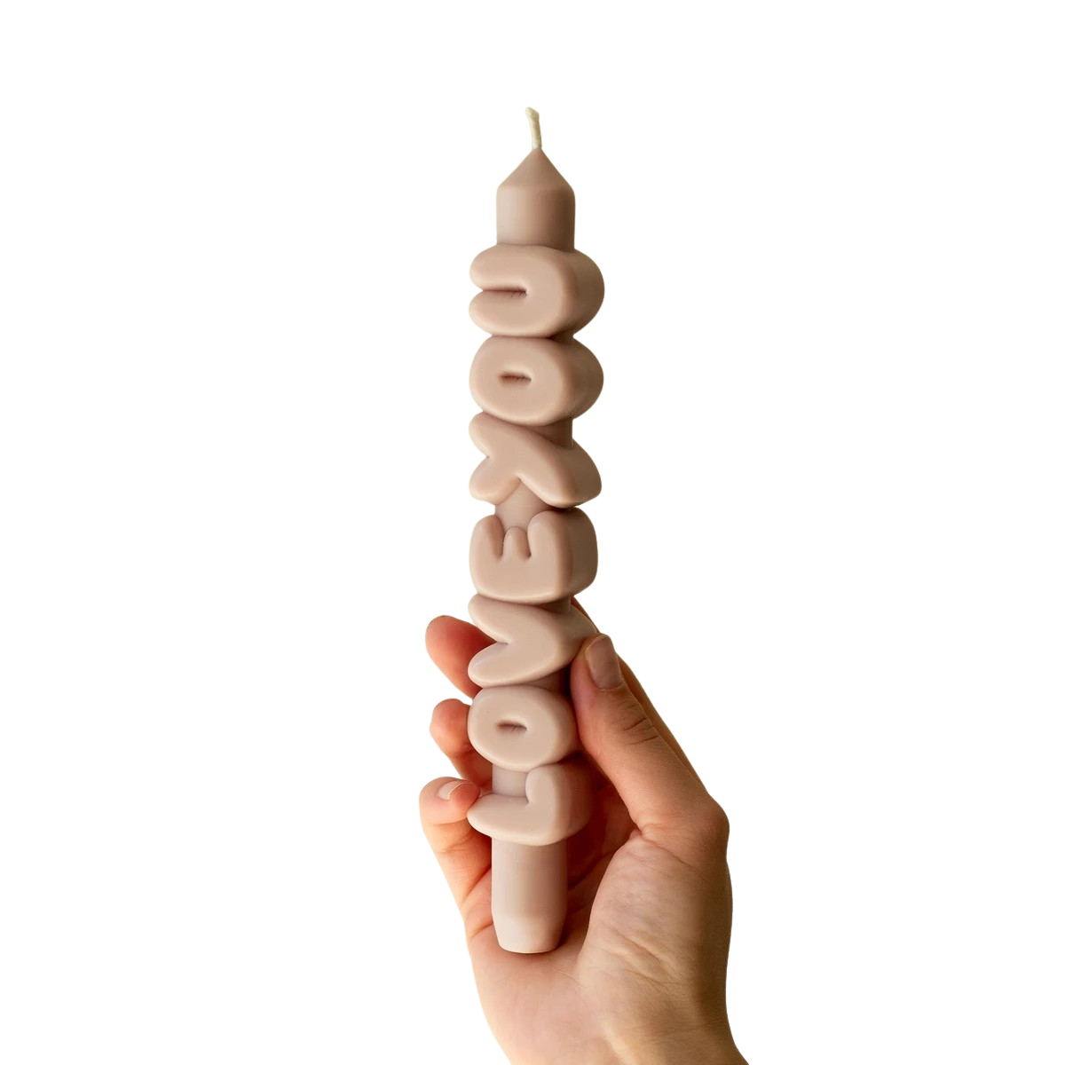 Kerze Taper candle LOVE YOU Cream