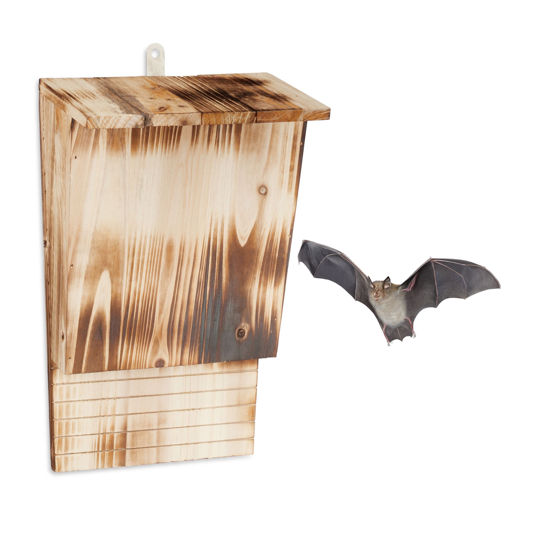 Fledermauskasten geflammten Holz Braun-Hellbraun