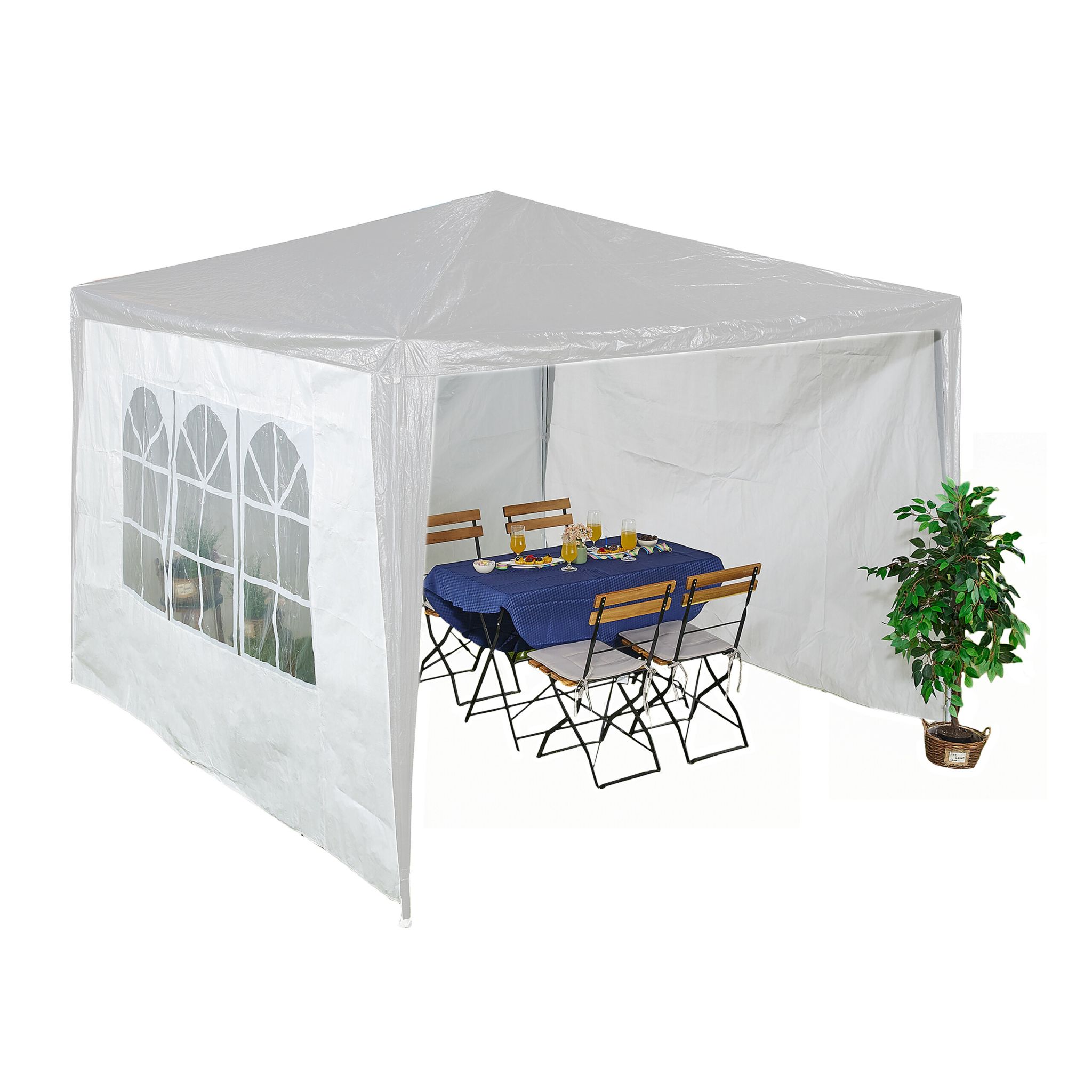 Pavillon Seitenteile 3er-Set Weiss-Transparent