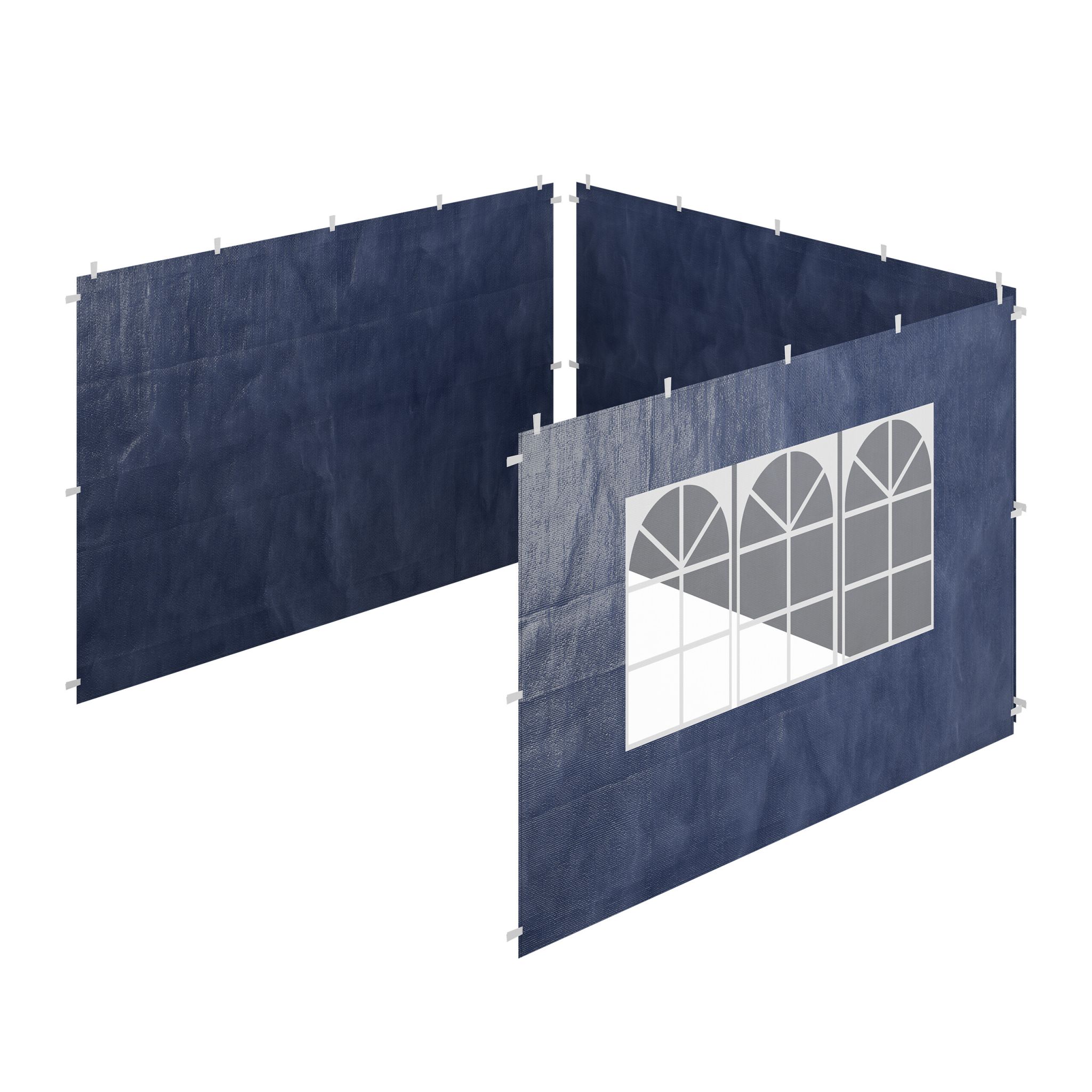 Pavillon Seitenteile 3er-Set Weiss-Dunkelblau-Transparent