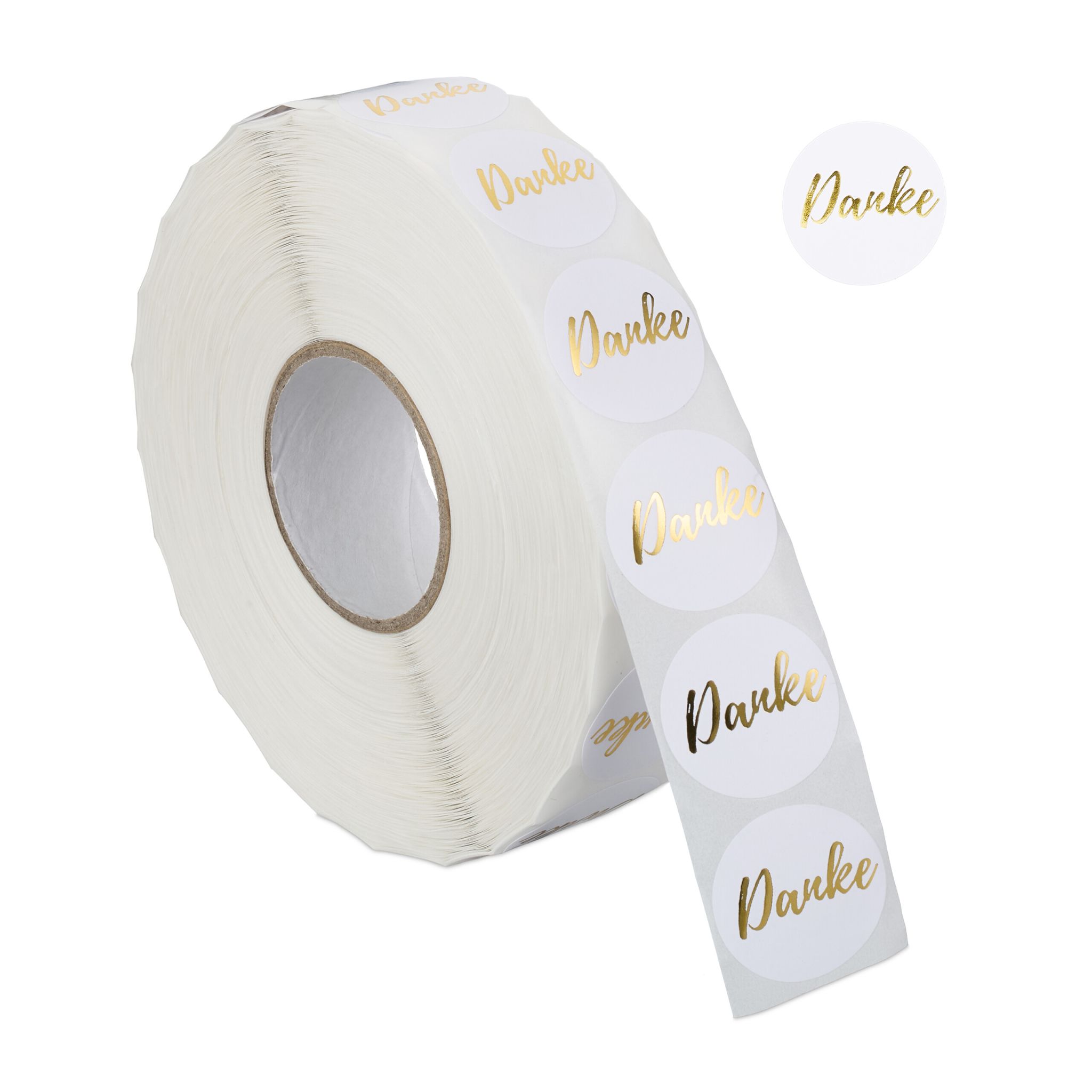 Aufkleber Danke 2500er-Set Weiss-Gold