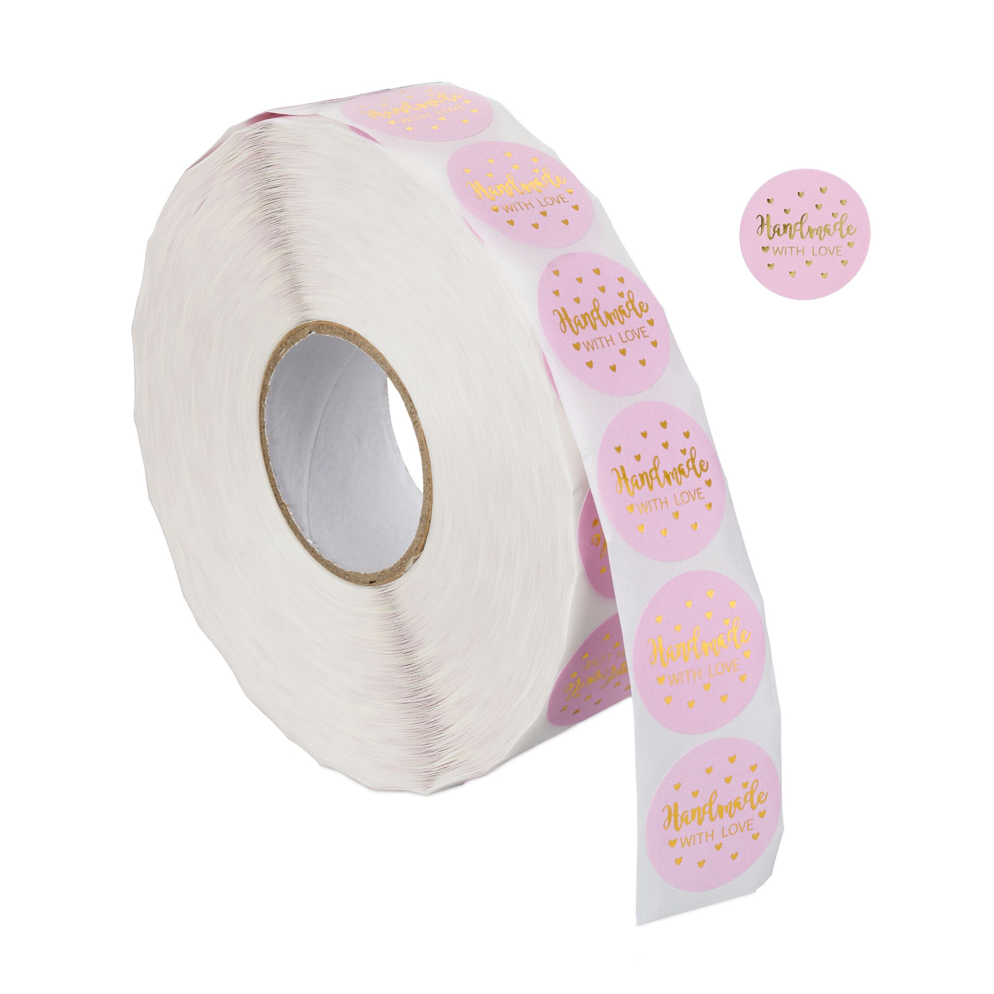 Aufkleber Handmade with Love 2500er-Set Gold-Rosa