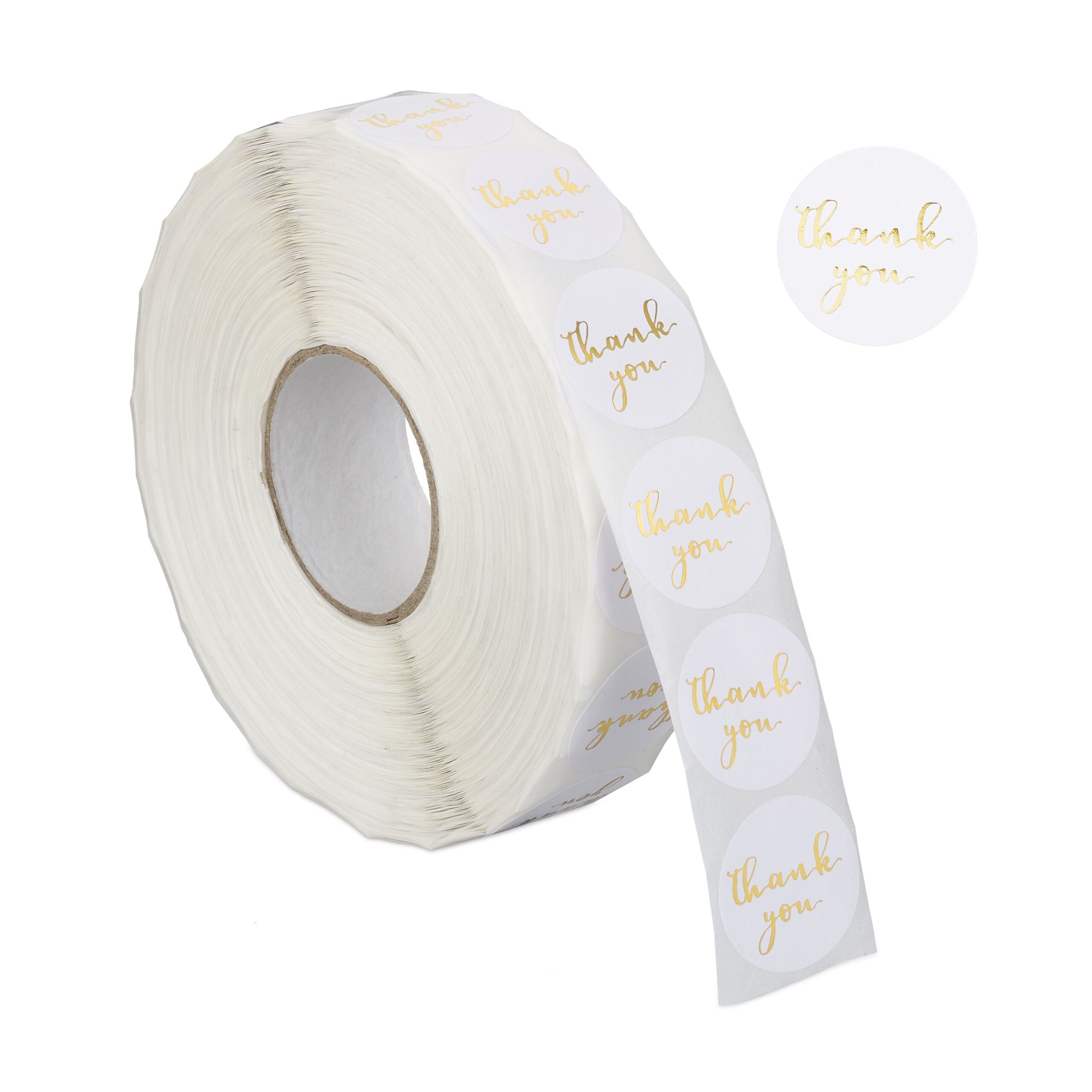 Aufkleber Thank you 2500er-Set Weiss-Gold
