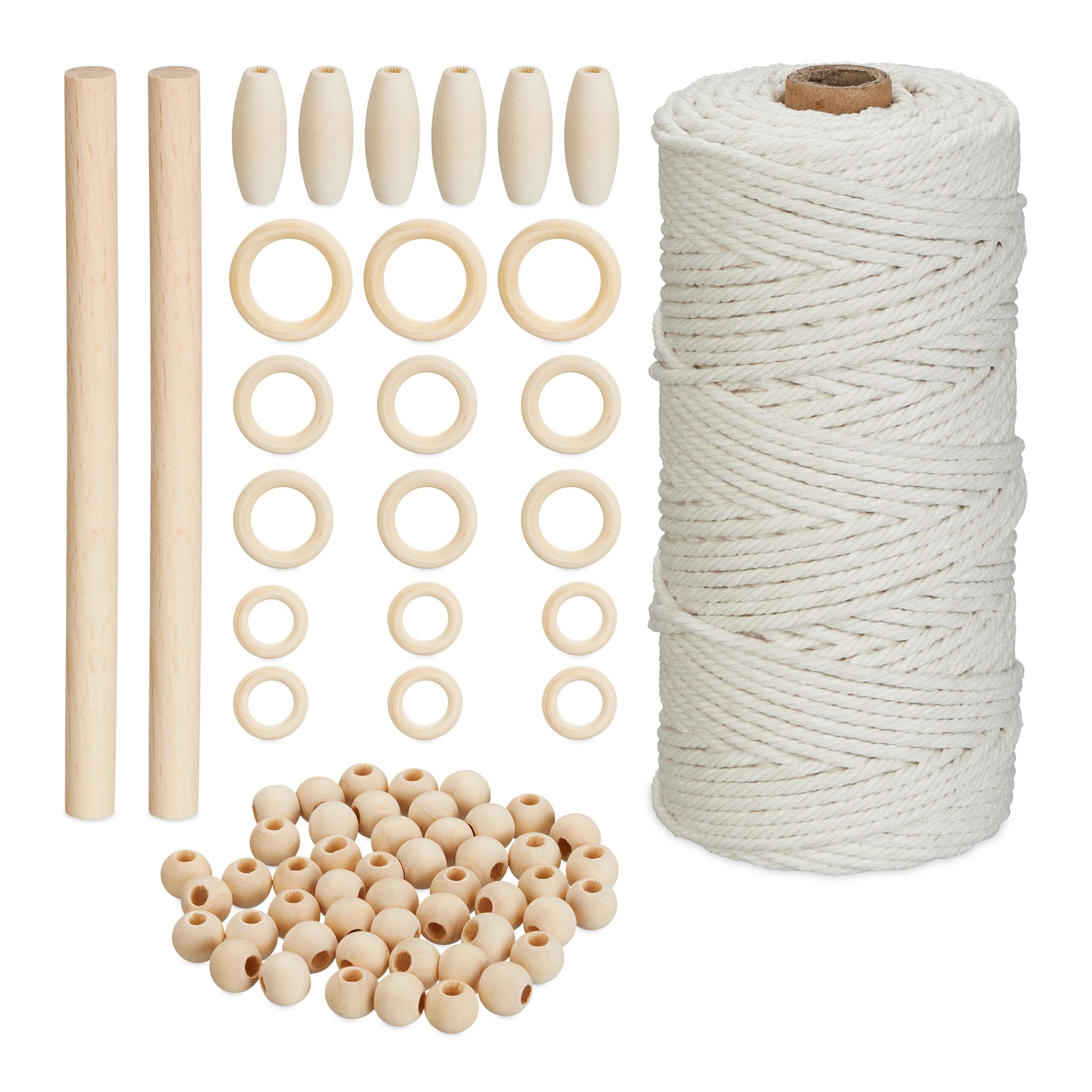 Makramee Set Weiss-Hellbraun