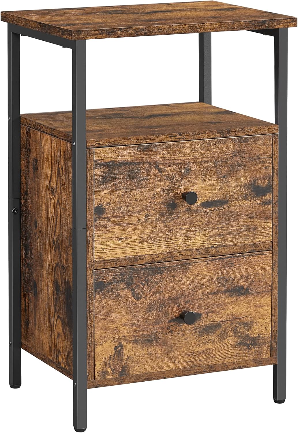Nachttisch mit Schubladen Industrie-Design Vintagebraun-Schwarz