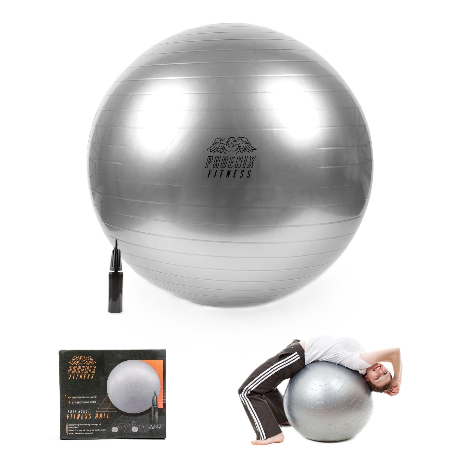 Gymnastikball Mit Luftpumpe Silber