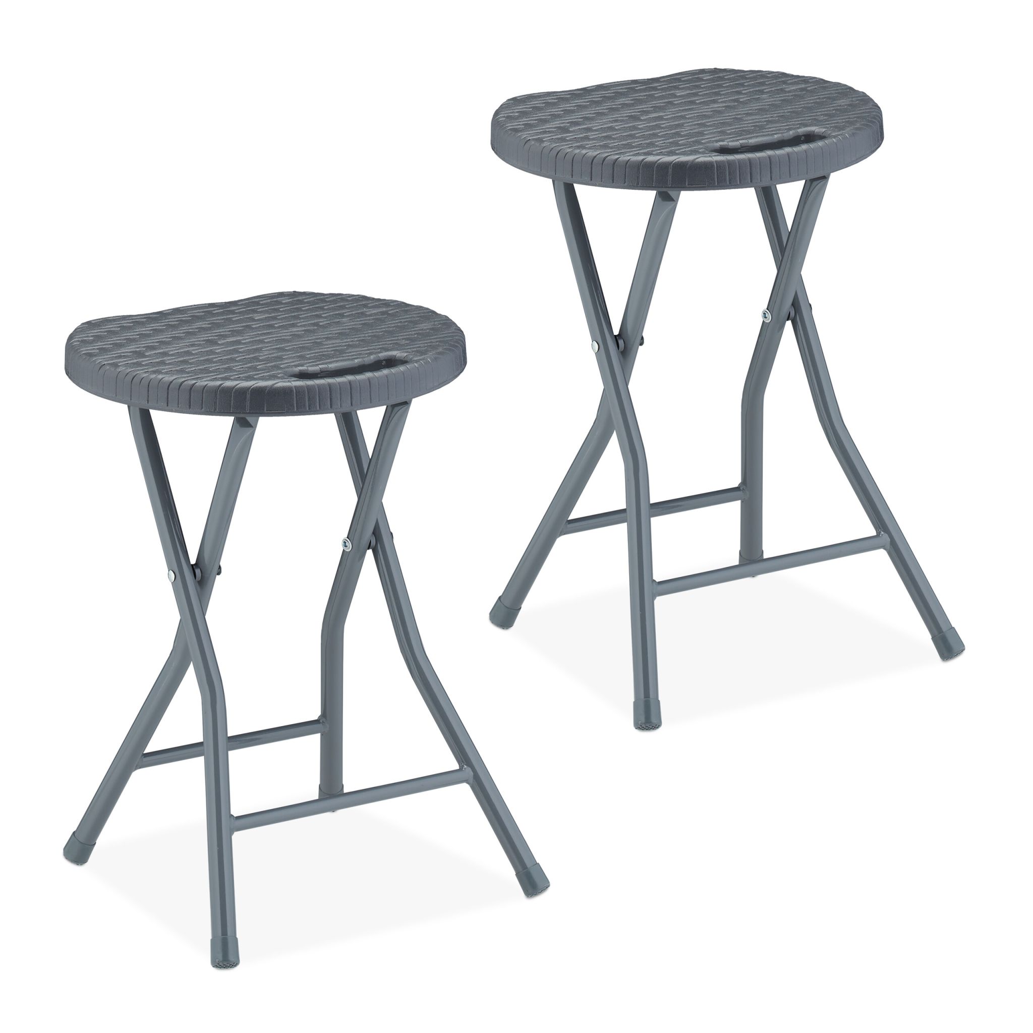 Rattan Klapphocker 2er-Set Grau