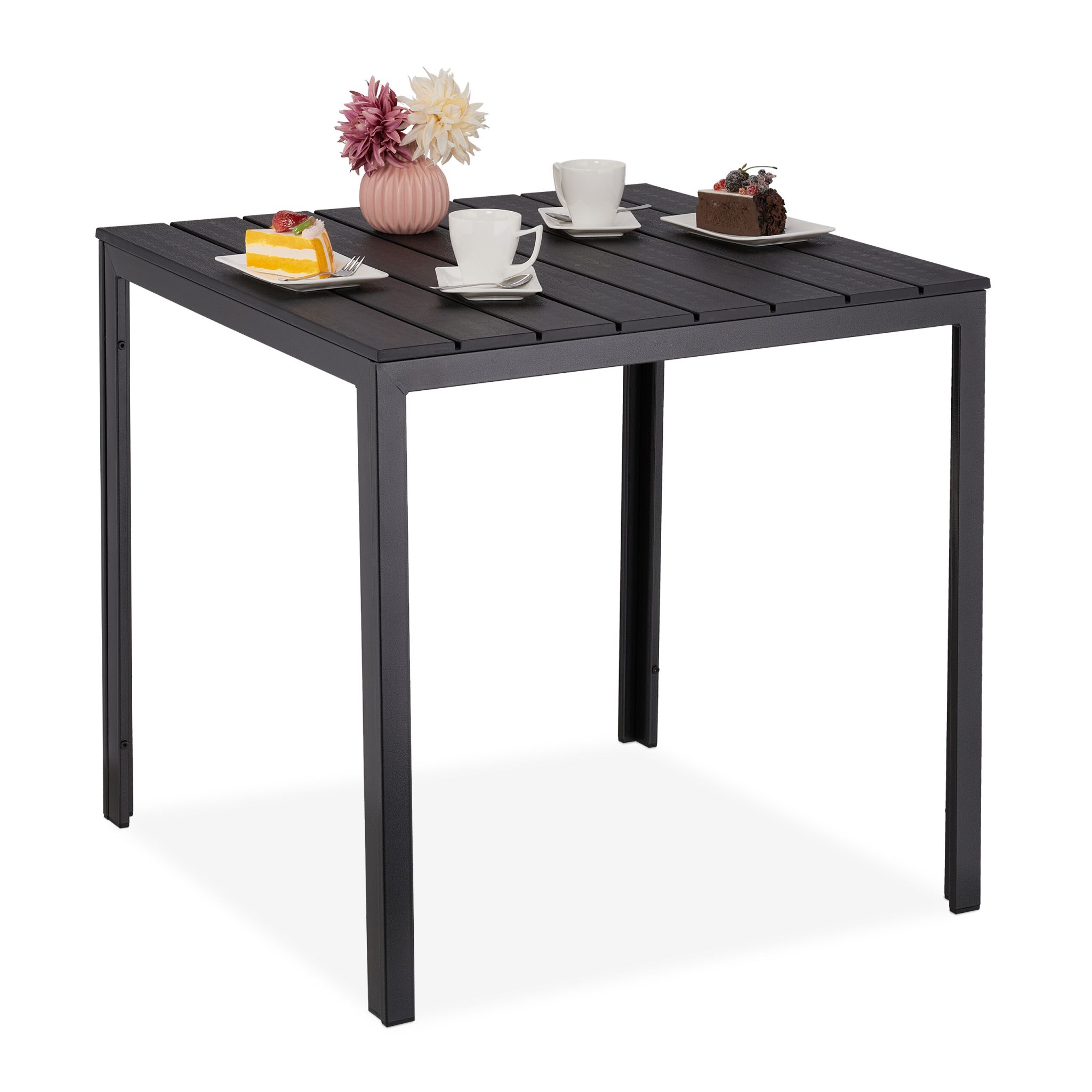 Gartentisch in Holzoptik Schwarz