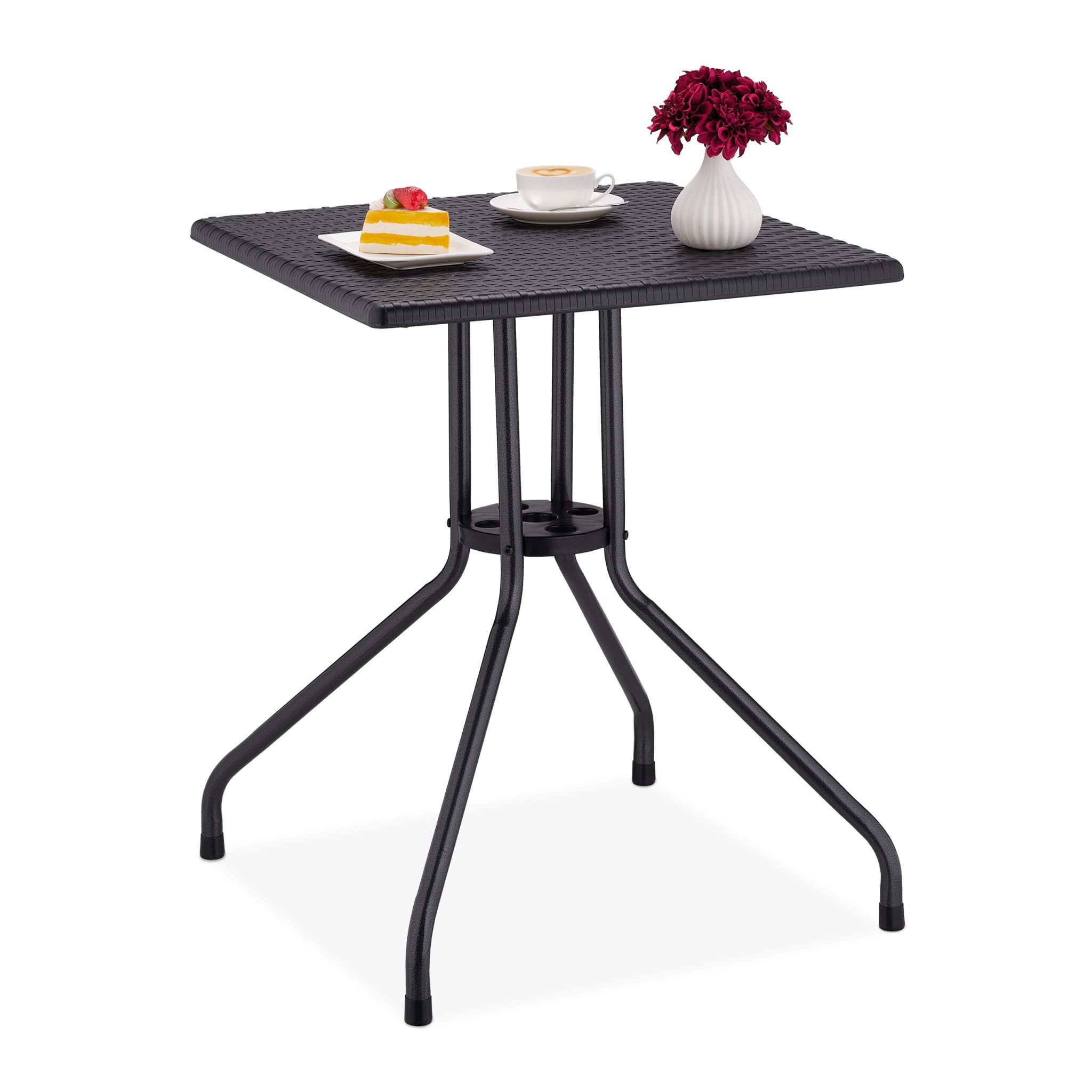 Gartentisch in schwarzer Rattan-Optik Schwarz