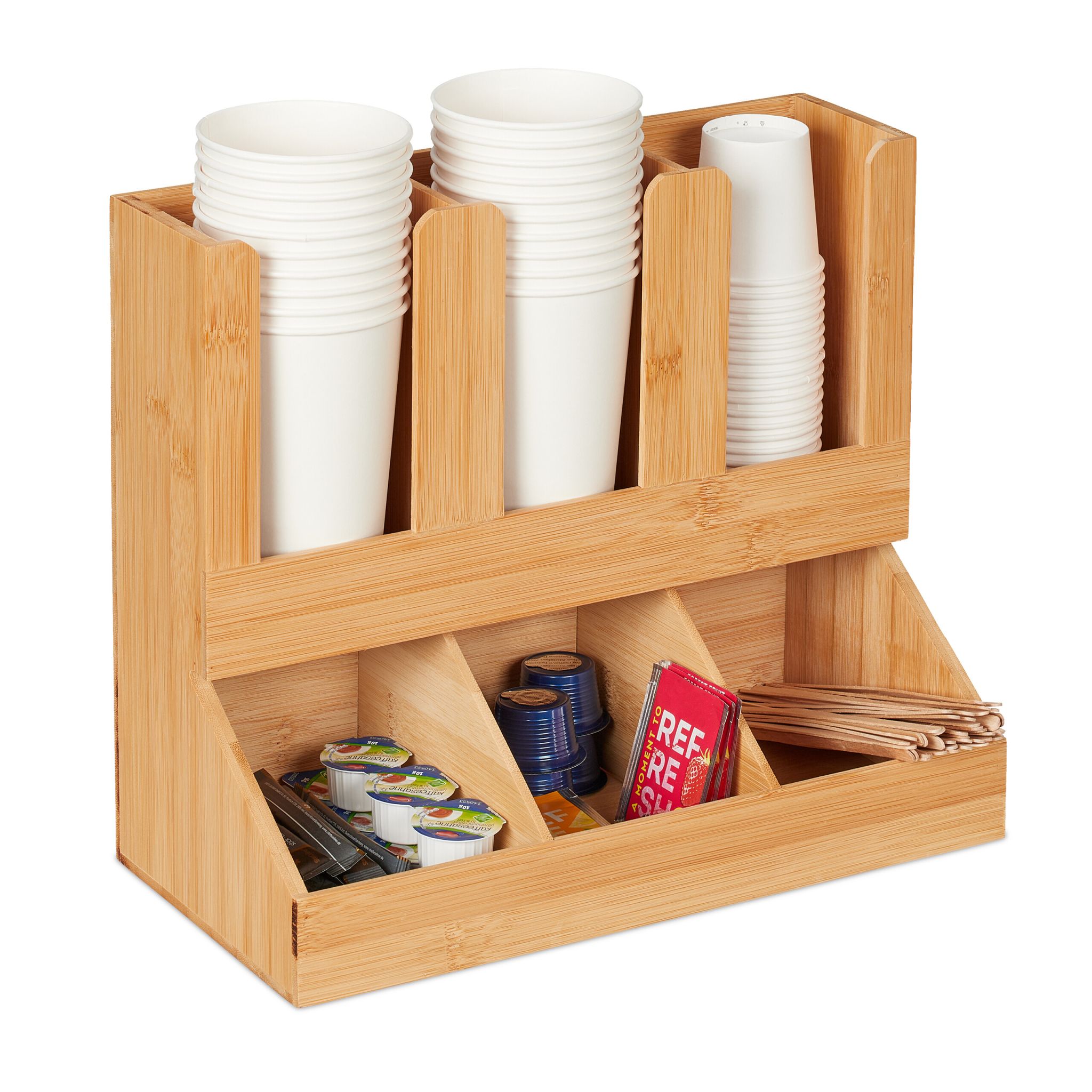 Kaffee Organizer 6 Fächer Hellbraun