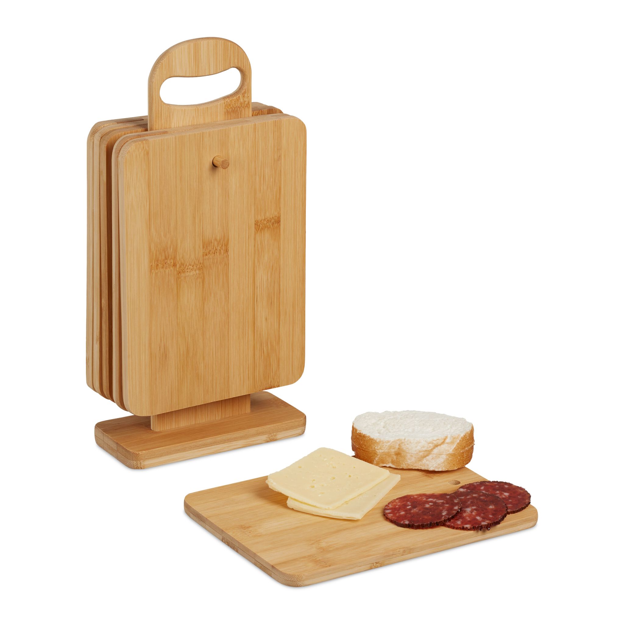 Frühstückbrettchen Set mit Ständer Hellbraun