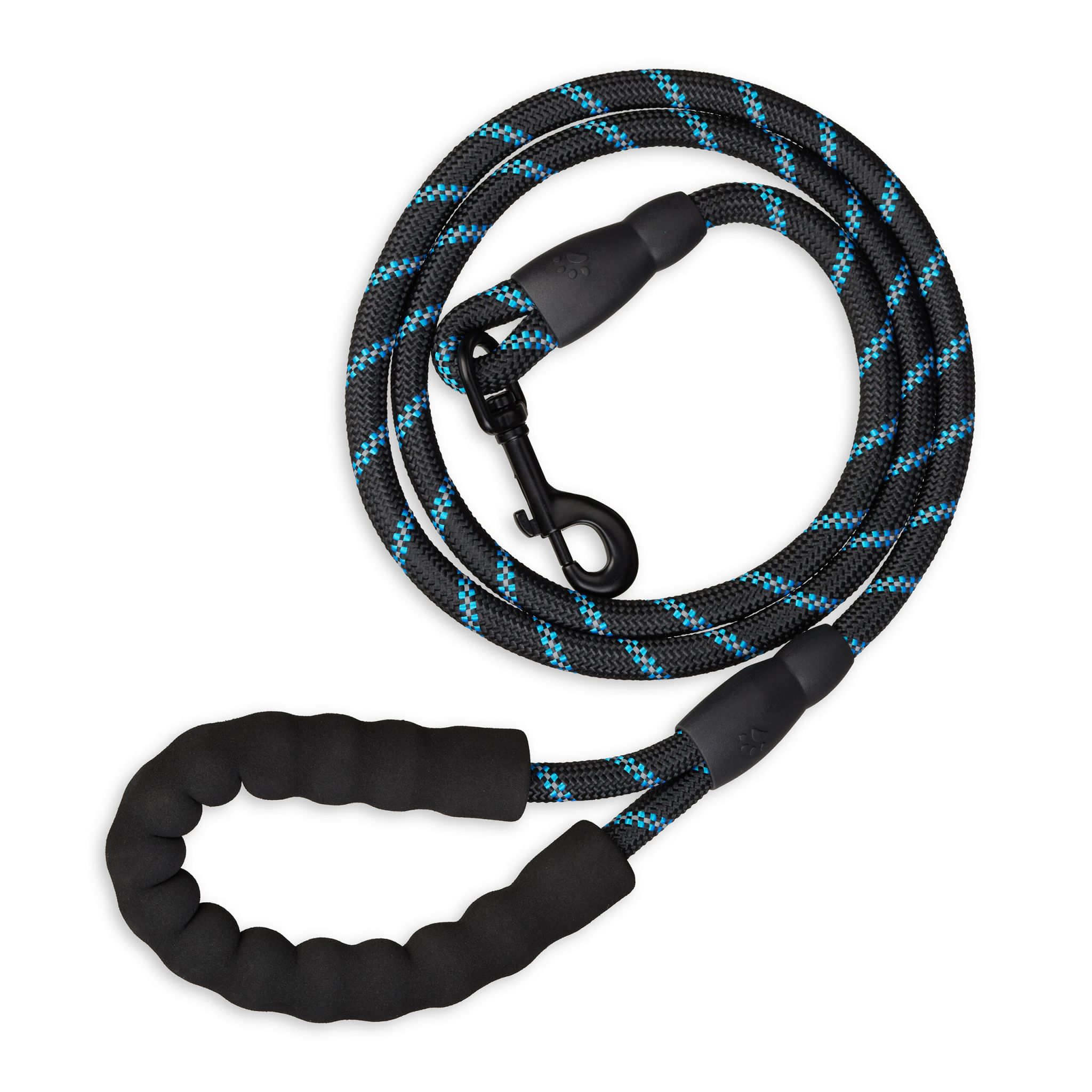 Gepolsterte Hundeleine schwarz 150cm Blau-Schwarz-Grau