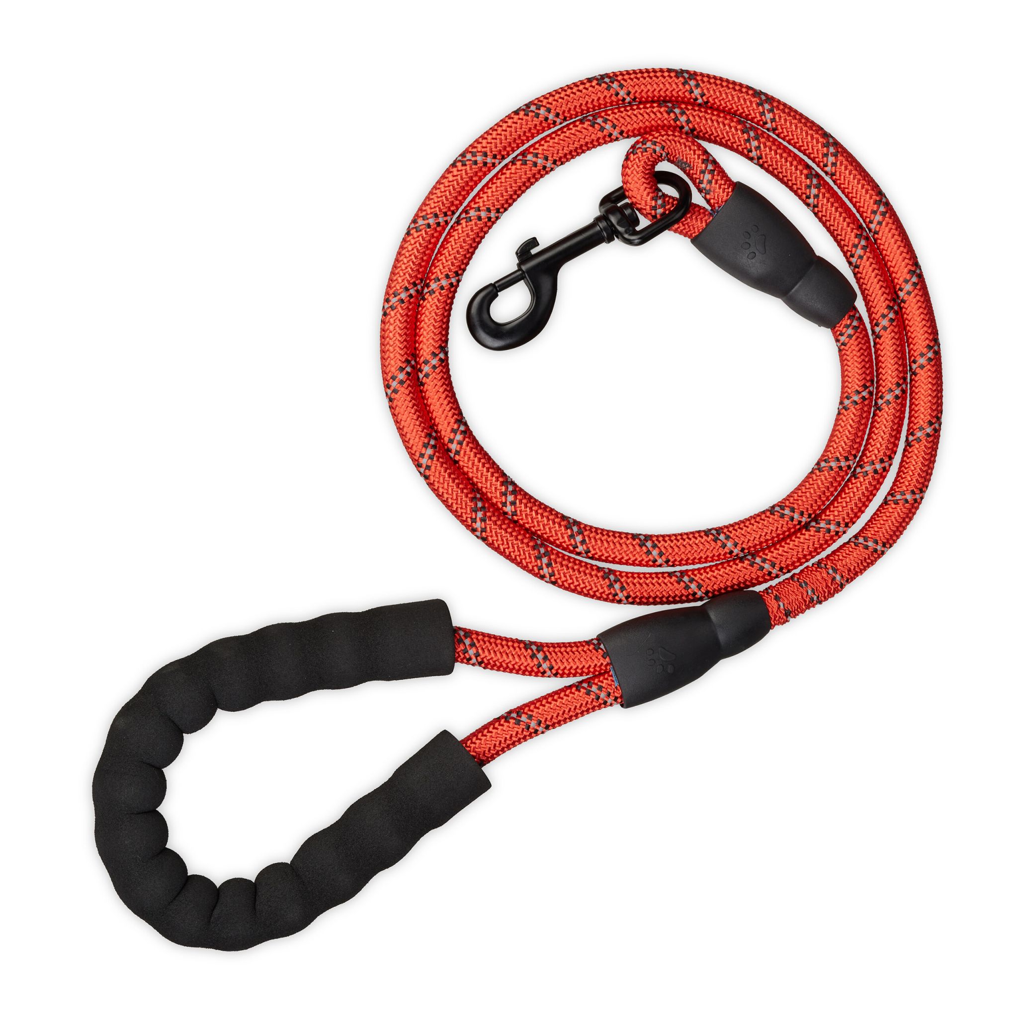 Gepolsterte Hundeleine rot 150cm Rot-Schwarz-Grau