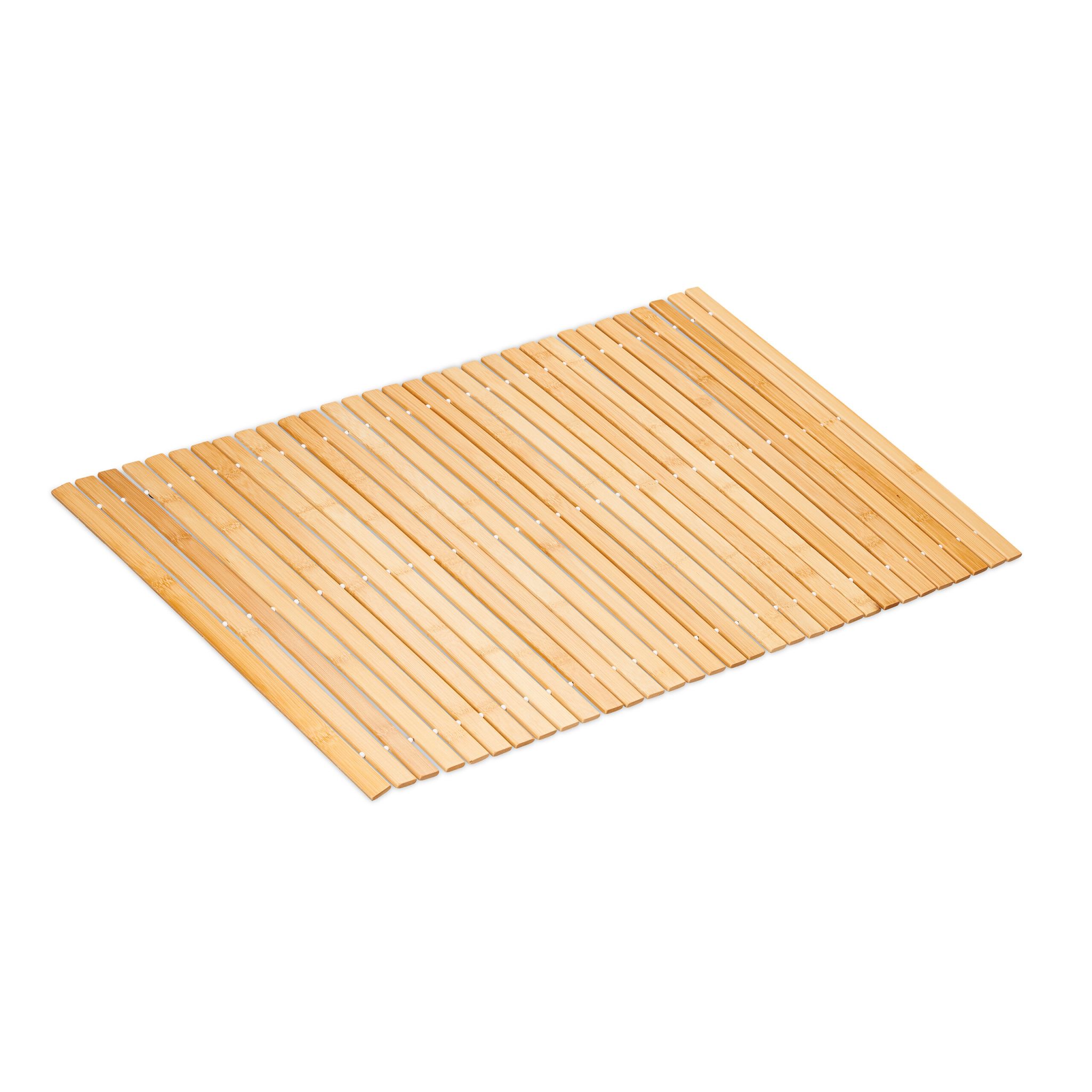 Badvorleger Bambus 80x50cm Weiss-Hellbraun