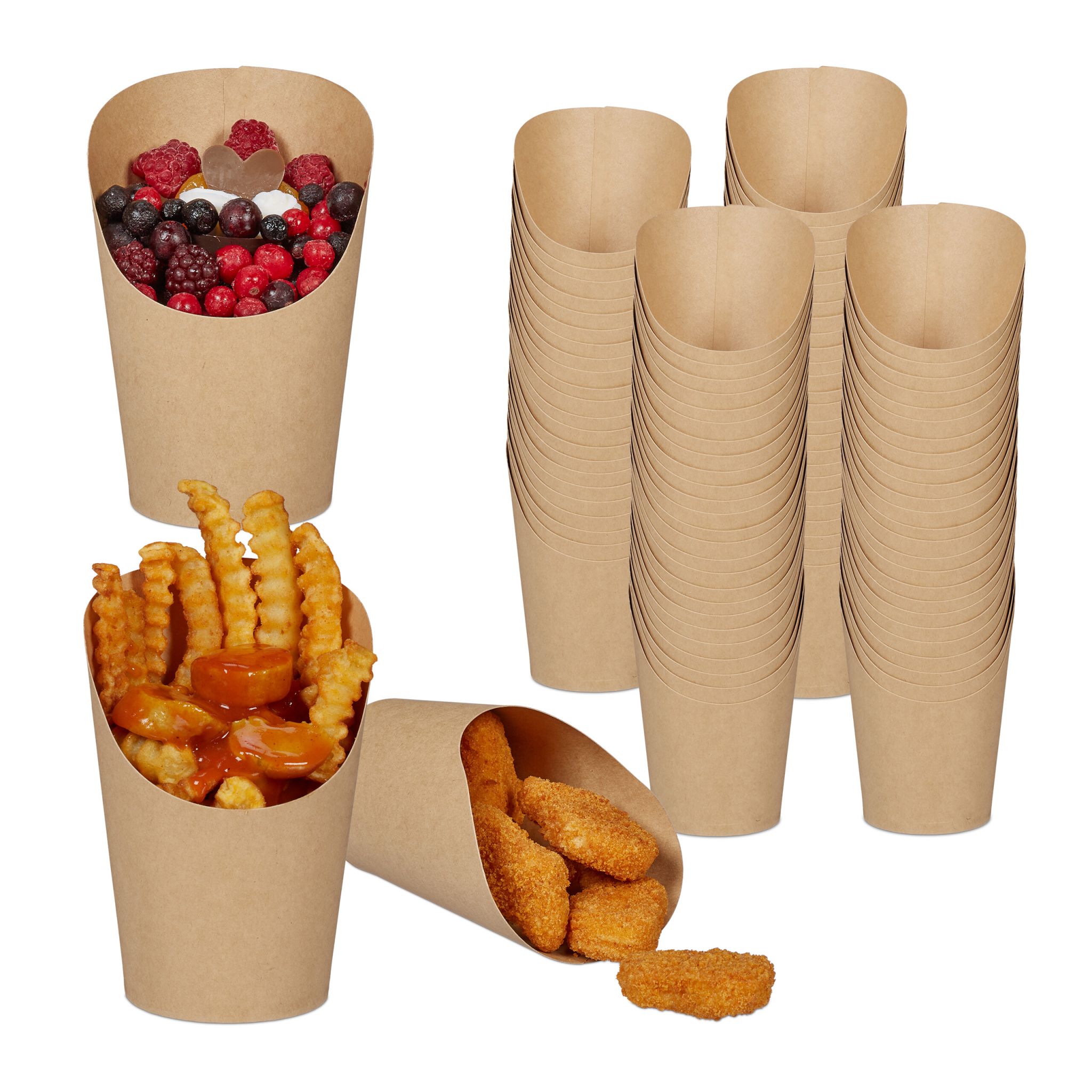 Kraftpapier Becher 100er-Set Hellbraun