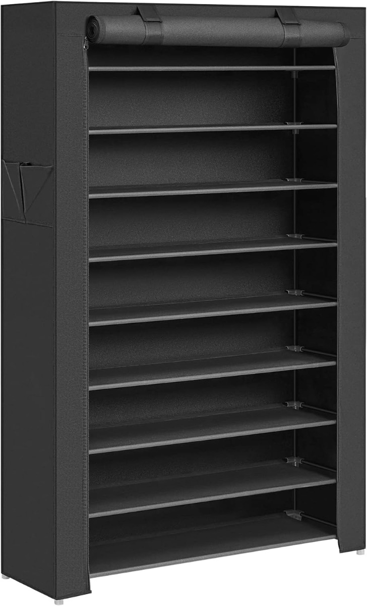 Schuhregal mit 9 Ebenen Schwarz, 85 x 28 x 162 cm