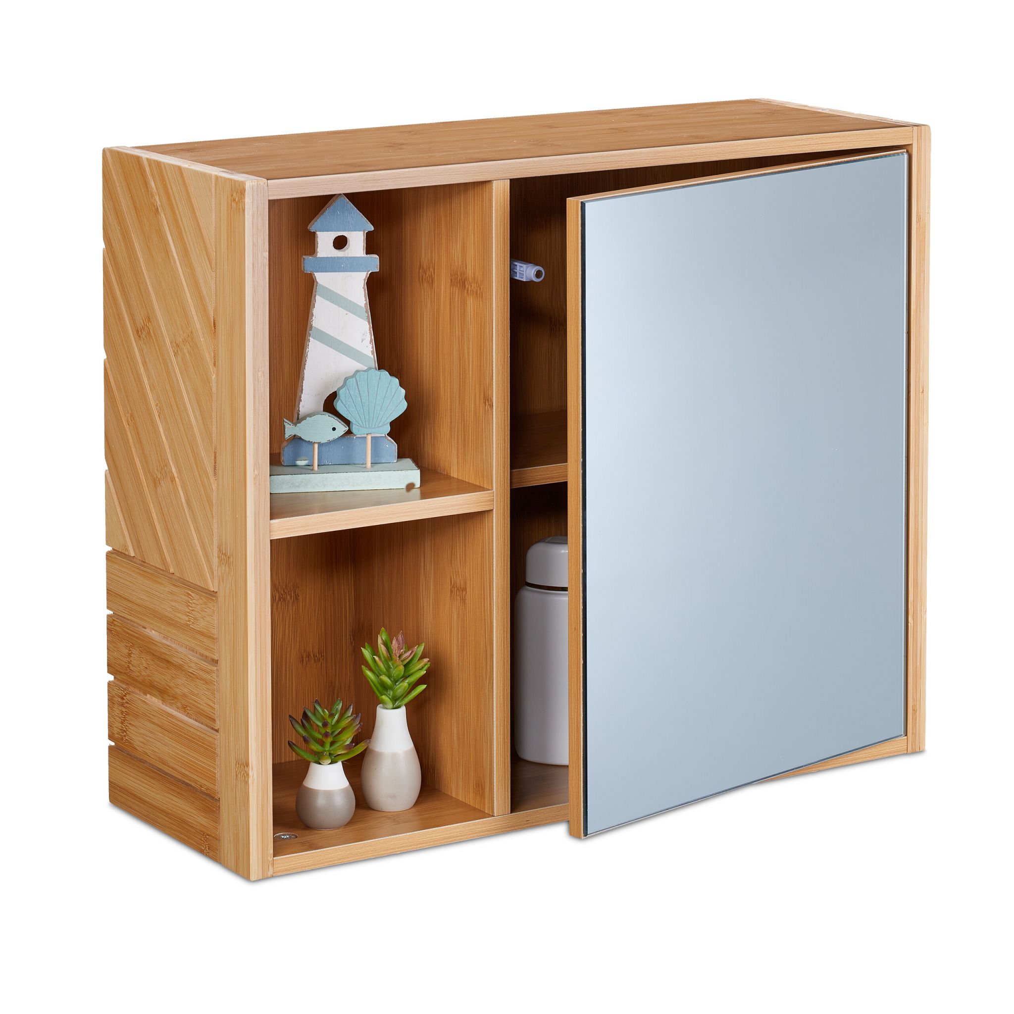 Spiegelschrank mit Regalfächern Hellbraun