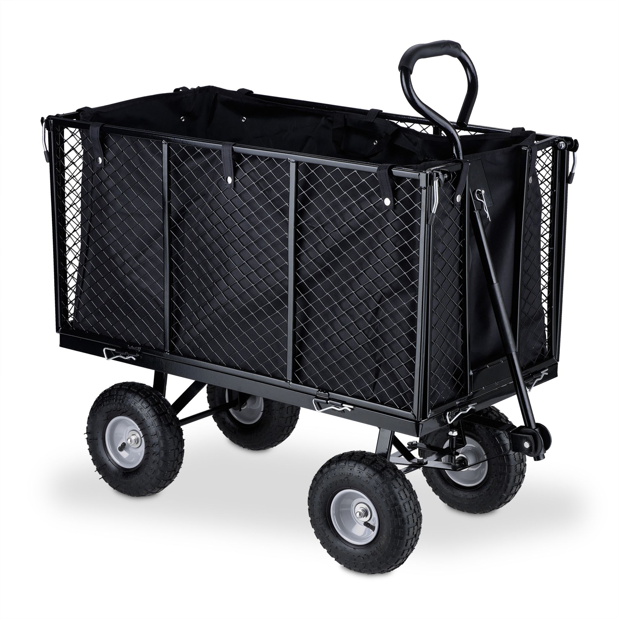 Hoher Handwagen für den Garten Schwarz-Silber