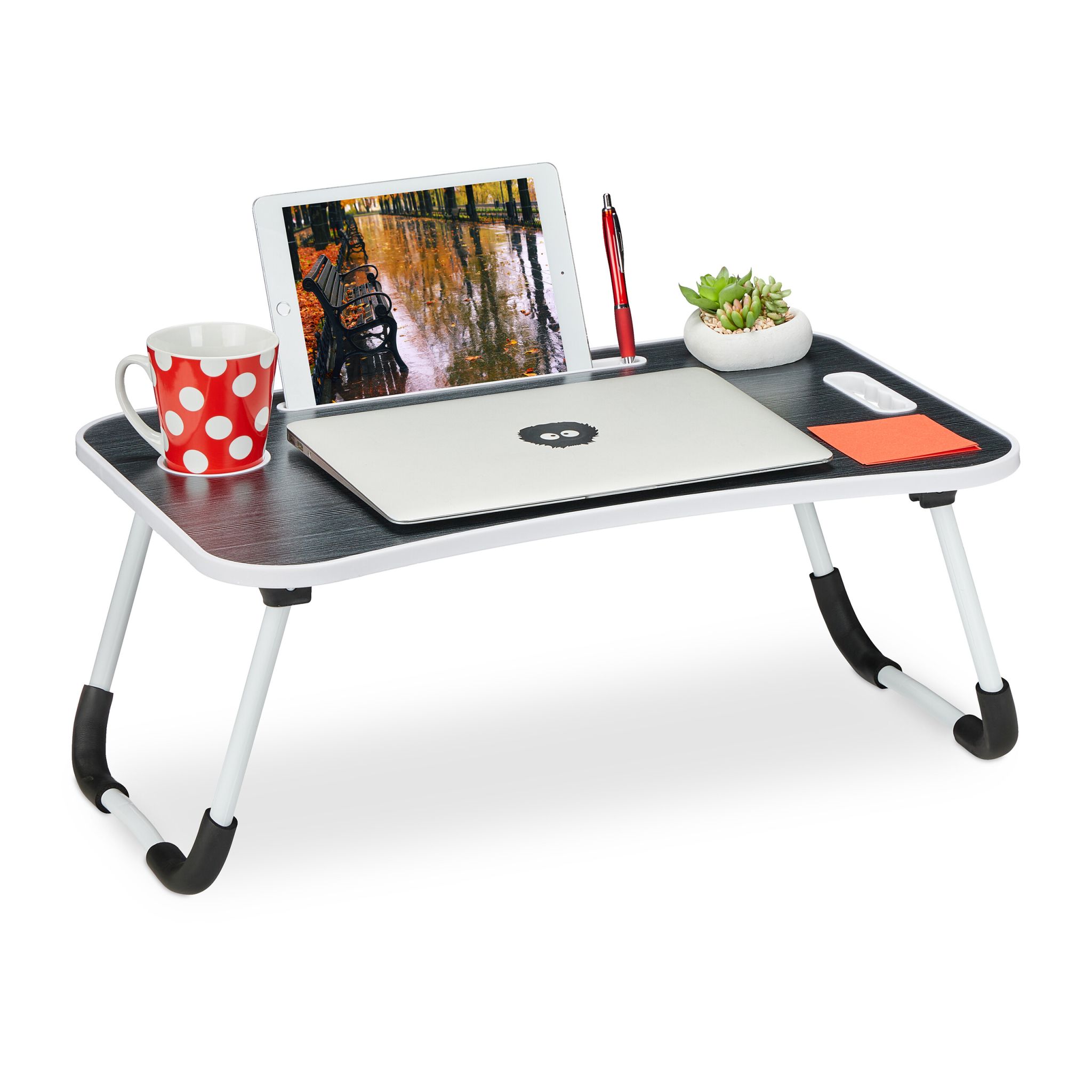 Klappbarer Laptoptisch Weiss-Schwarz