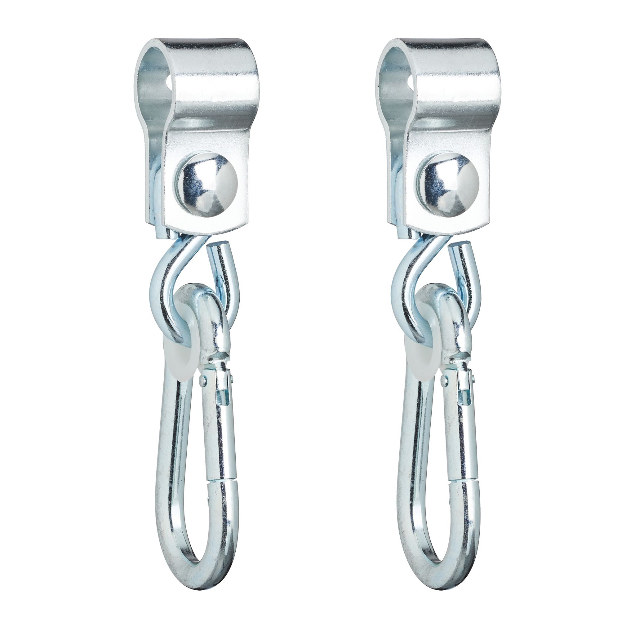 Schaukelhaken mit Karabinern 2er-Set Weiss-Silber