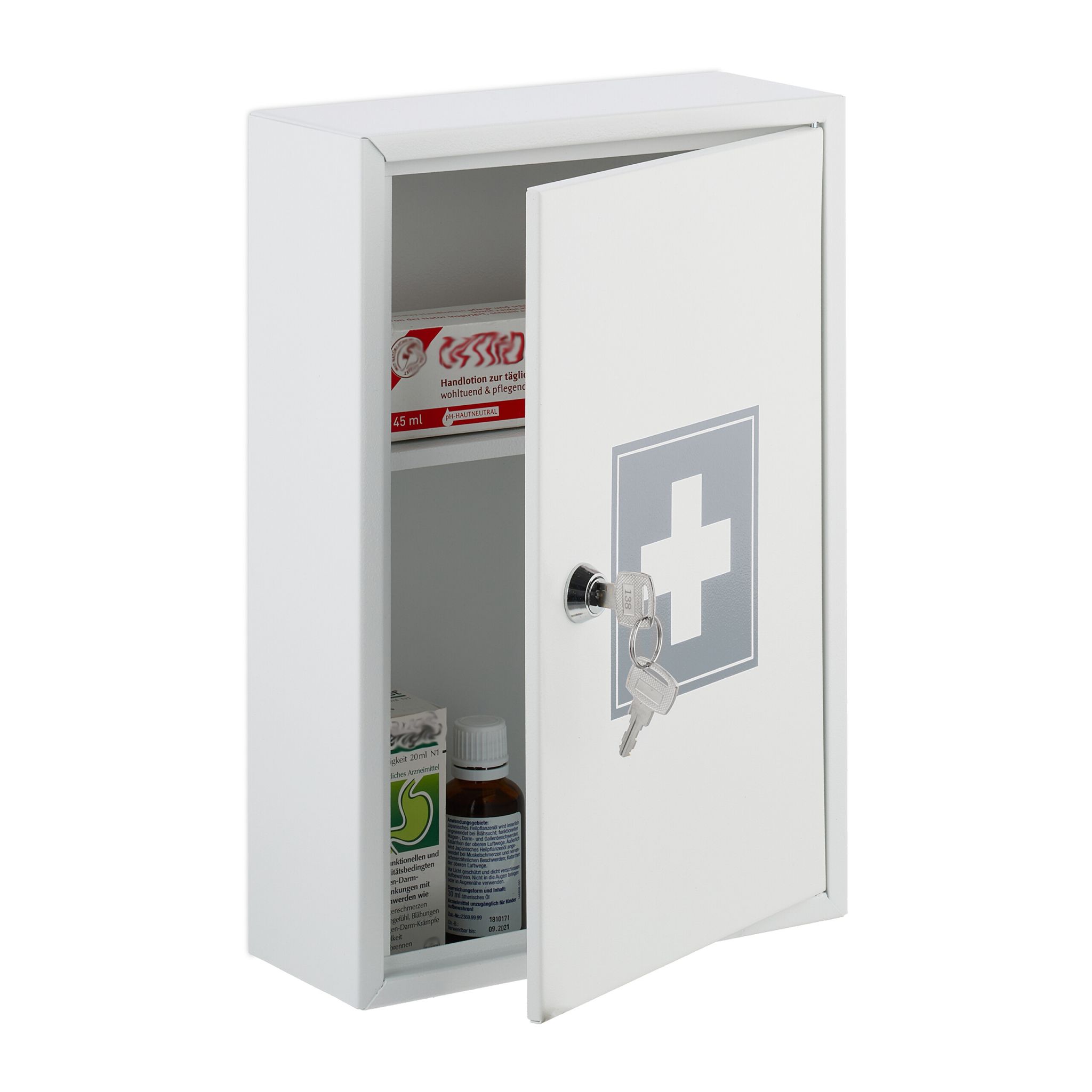 Abschliessbarer Medizinschrank Weiss-Grau