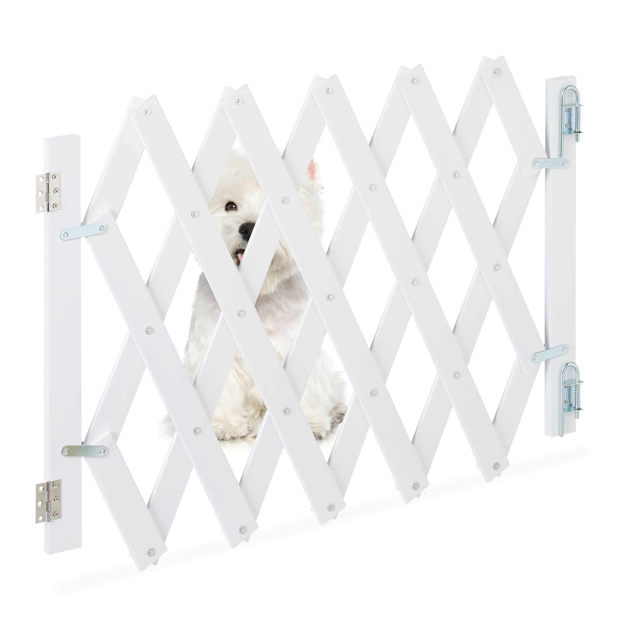 Ausziehbares Hundeabsperrgitter in Weiss Weiss