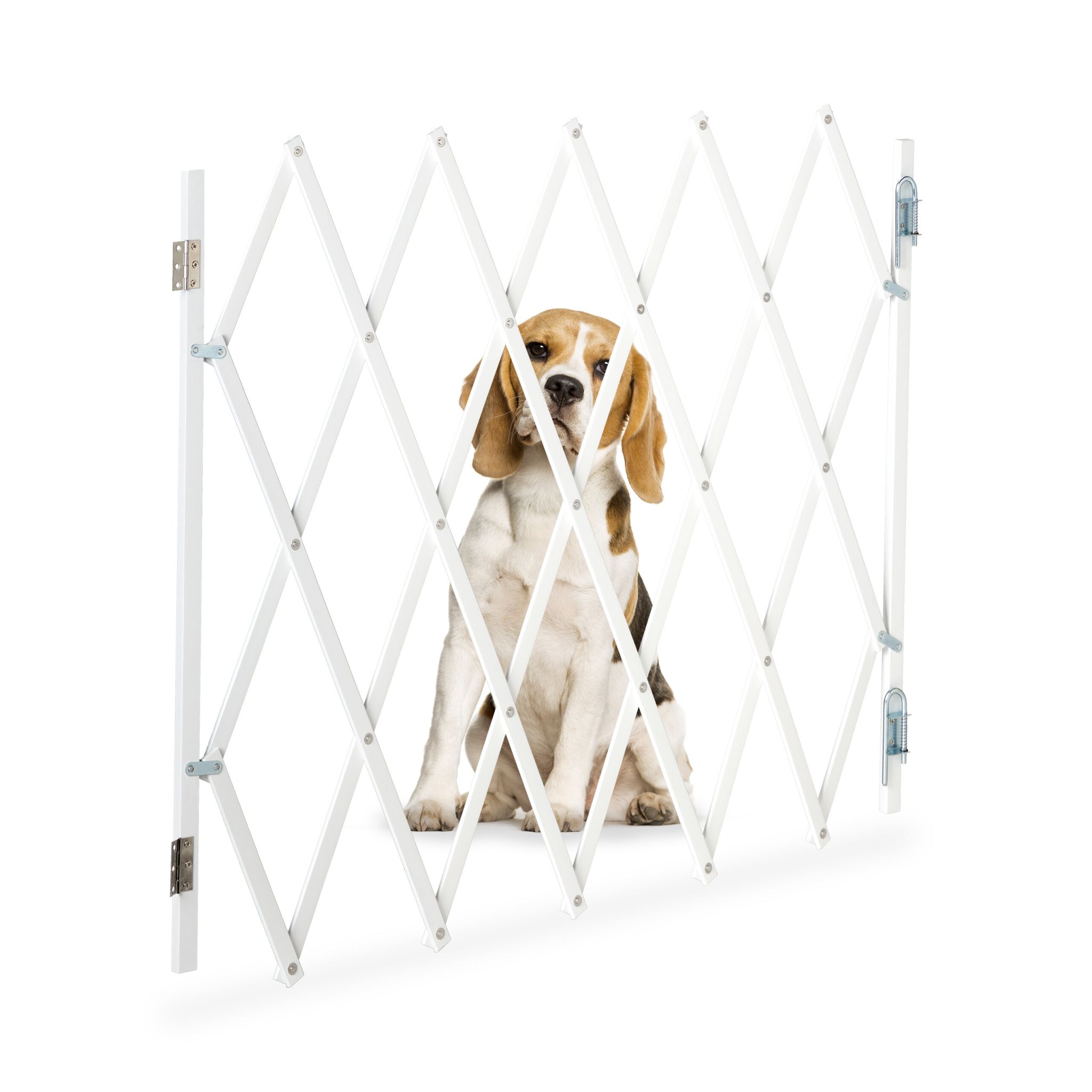 Ausziehbares Hundeabsperrgitter in Weiss Weiss