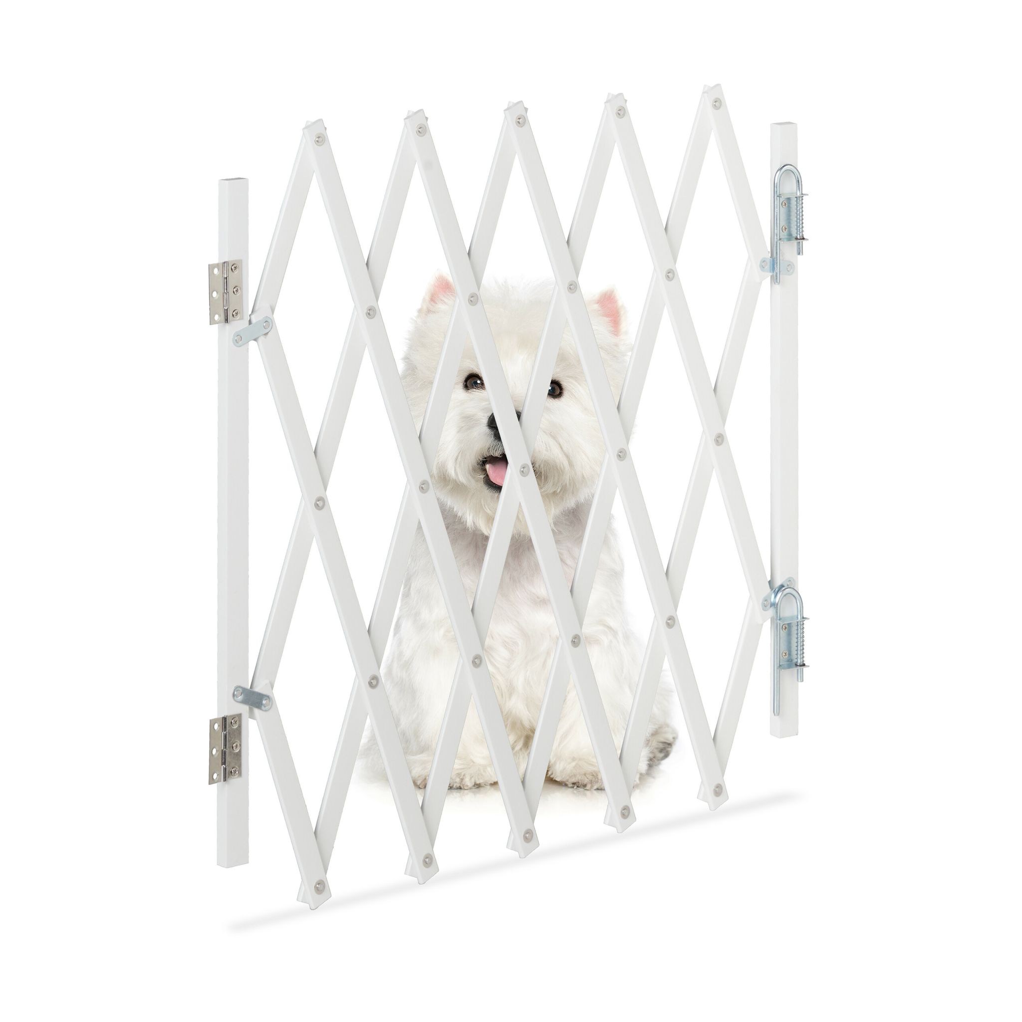 Ausziehbares Hundeabsperrgitter in Weiss Weiss