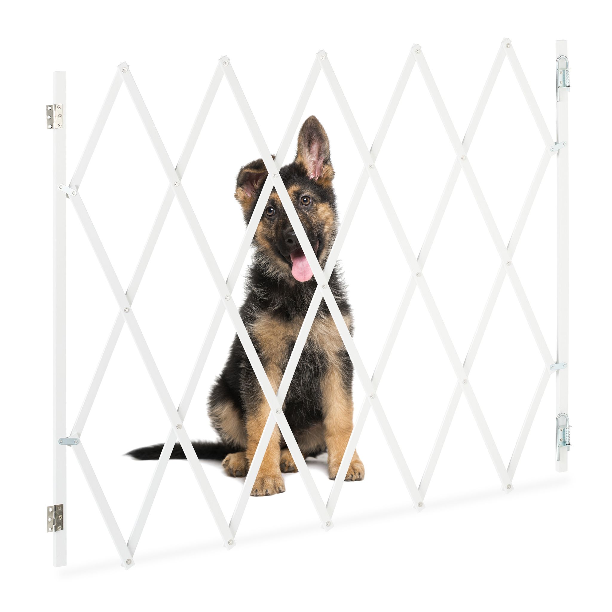 Ausziehbares Hundeabsperrgitter in Weiss Weiss