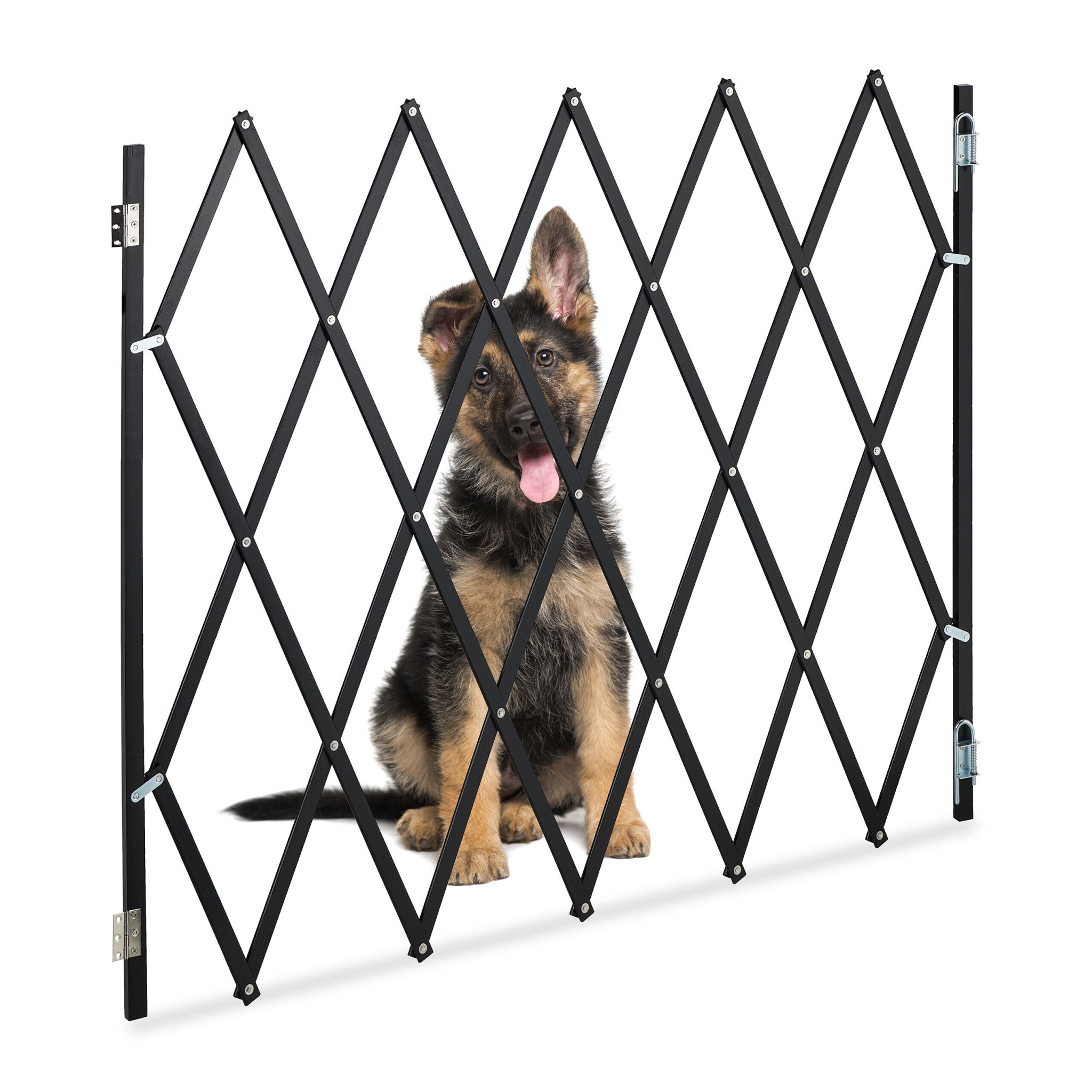 Ausziehbares Hundeabsperrgitter schwarz Schwarz