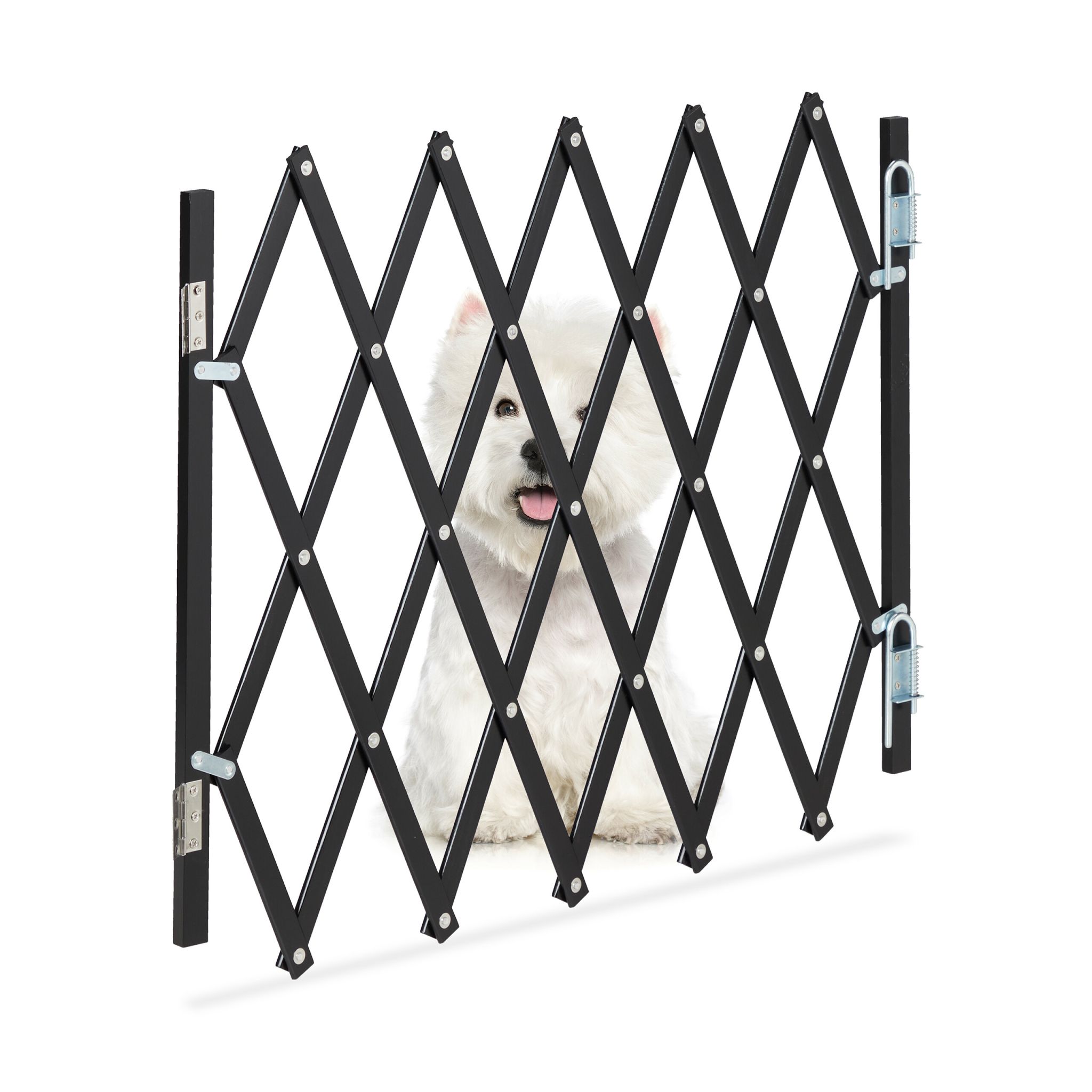 Ausziehbares Hundeabsperrgitter schwarz Schwarz