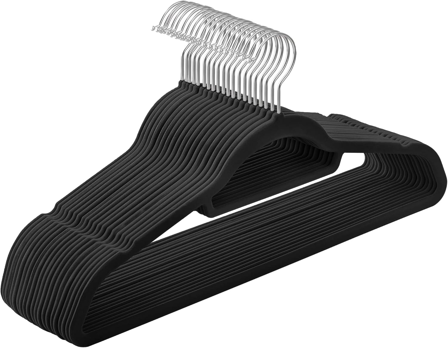 Kleiderbügel Samt 20er Set Silber-Schwarz