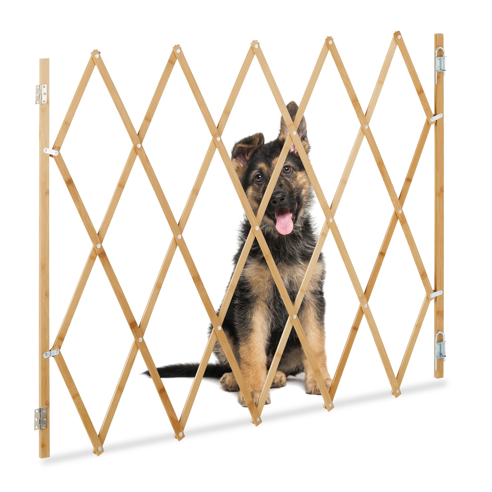 Ausziehbares Hundeabsperrgitter in Natur Hellbraun