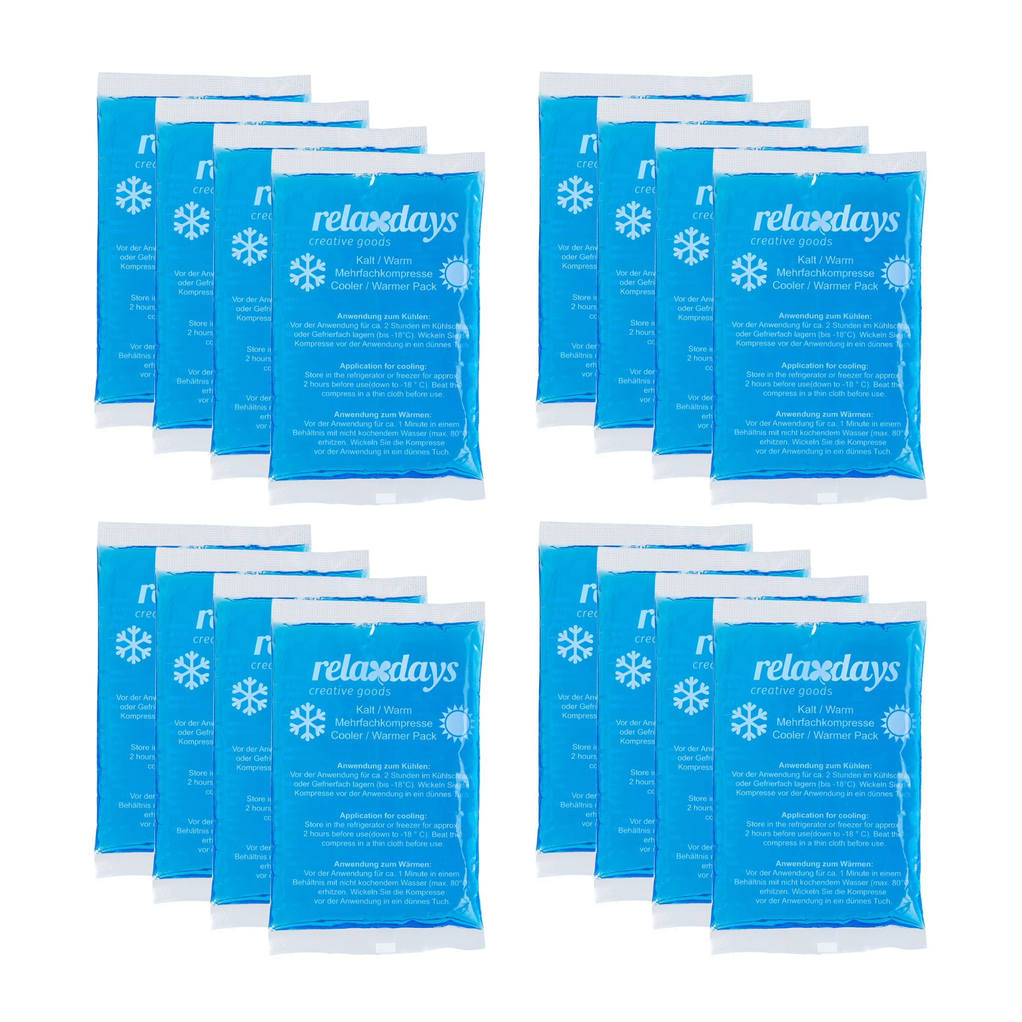 Rechteckige Kühlpads 16er-Set Blau