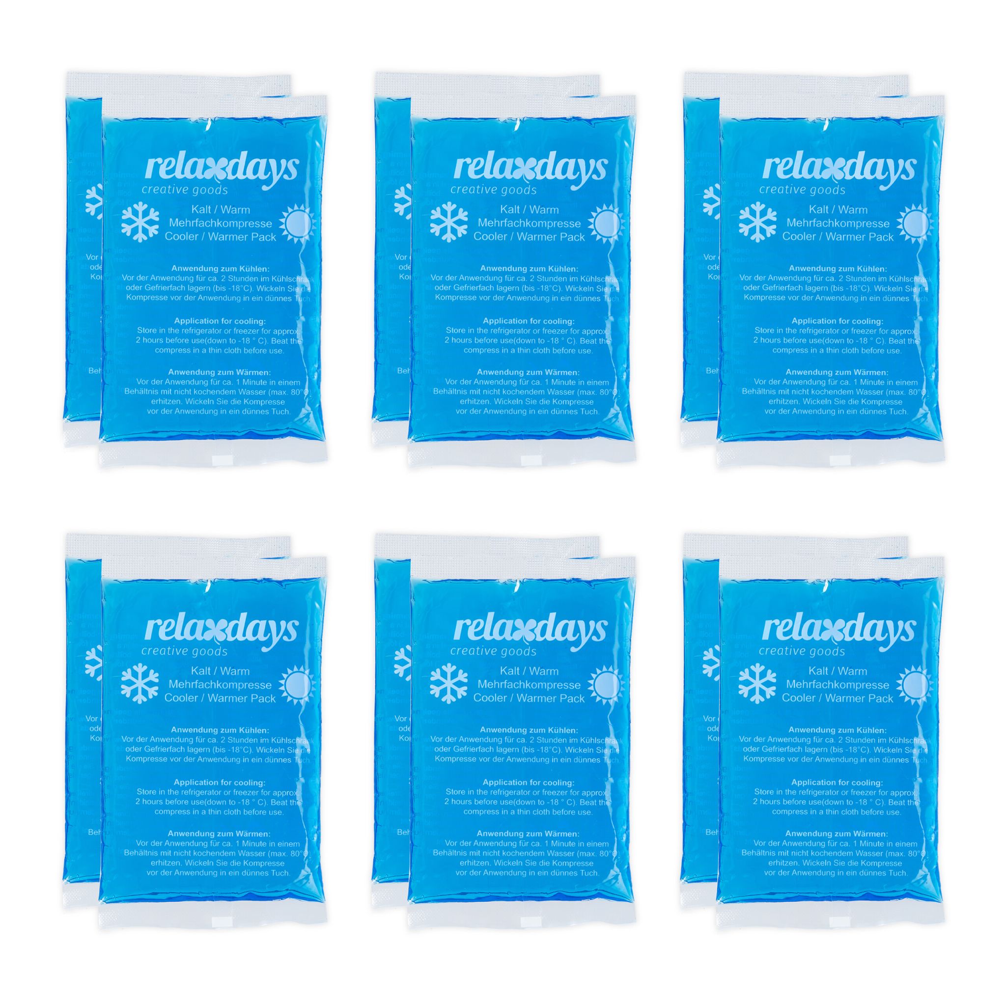 Rechteckige Kühlpads 12er-Set Blau