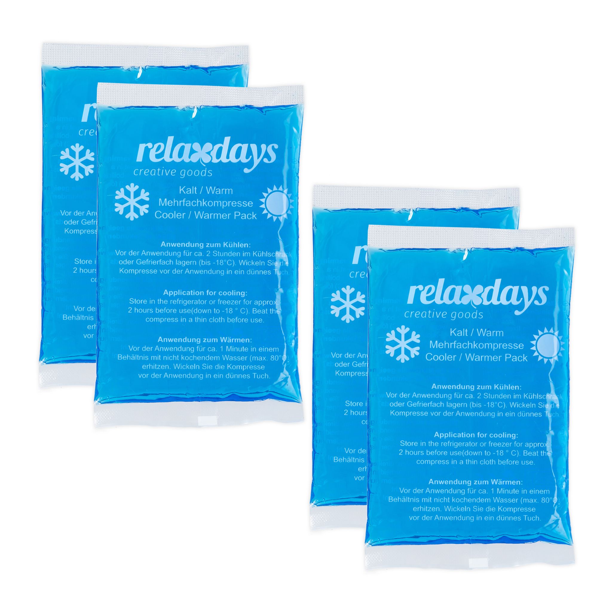 Kühlpads rechteckig 4er-Set Weiss-Blau