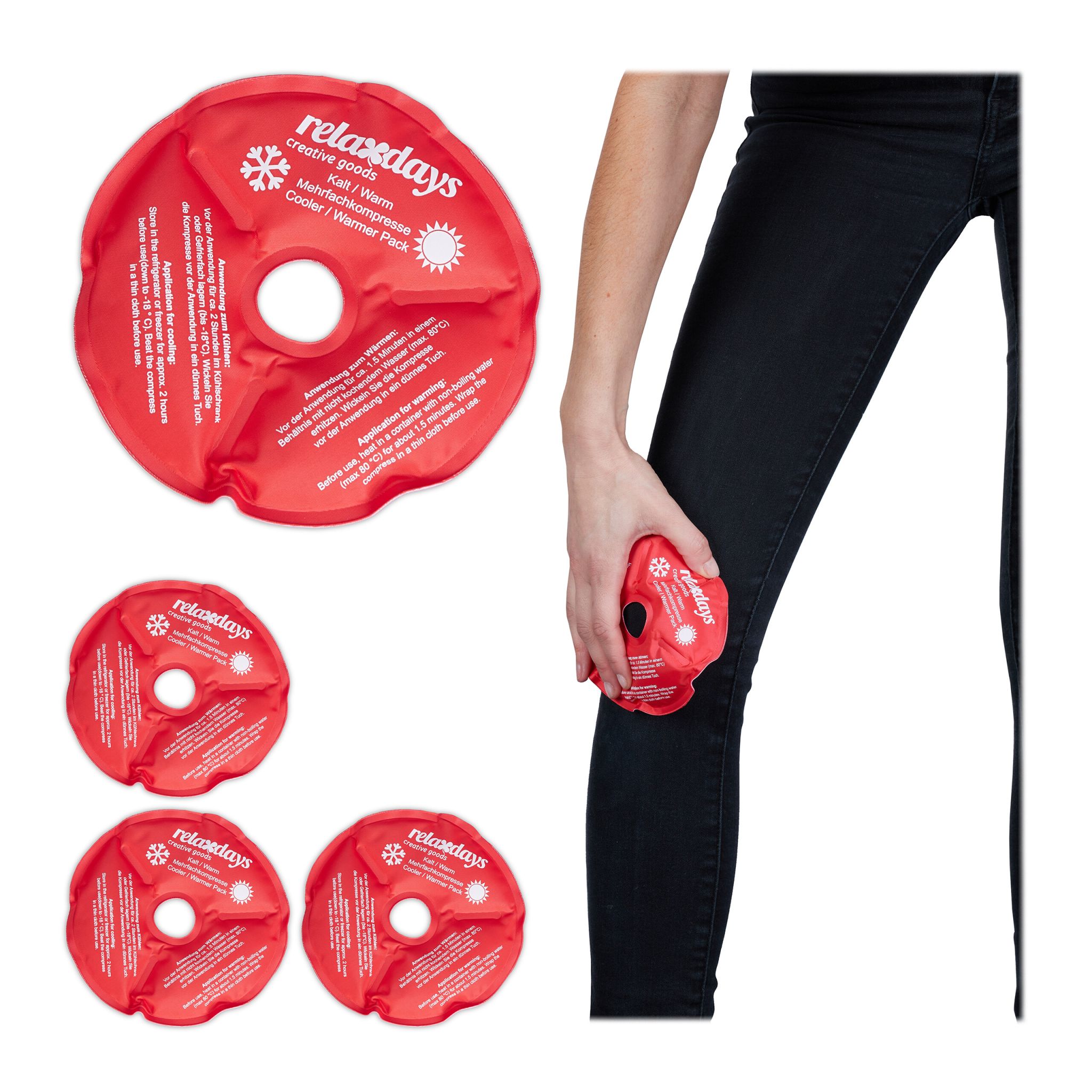 Knie Kühlpads 4er-Set Weiss-Rot